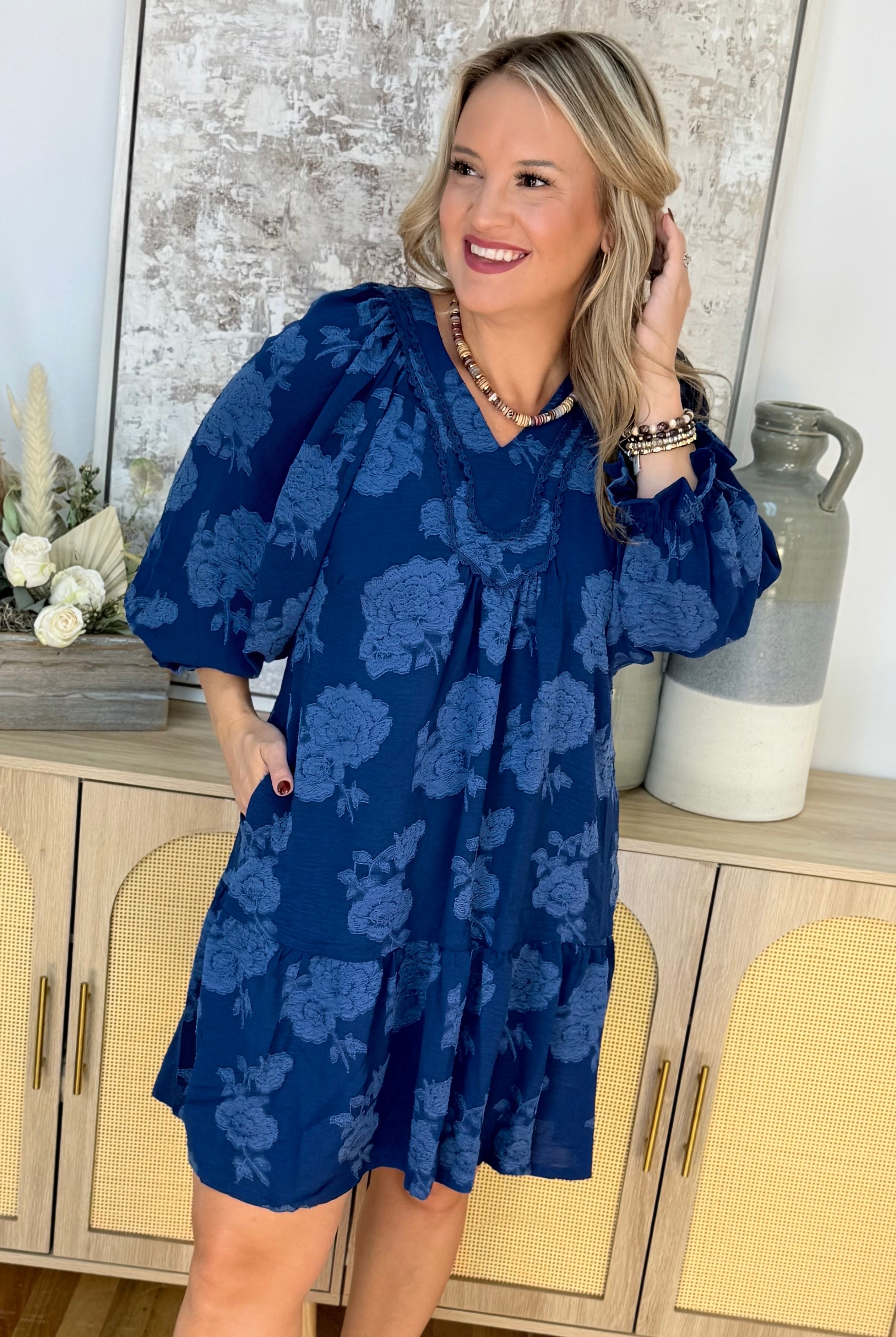 Sapphire Season Dress-180 Dresses-Umgee-The Lovely Closet, Women's Fashion Boutique in Alexandria, KY