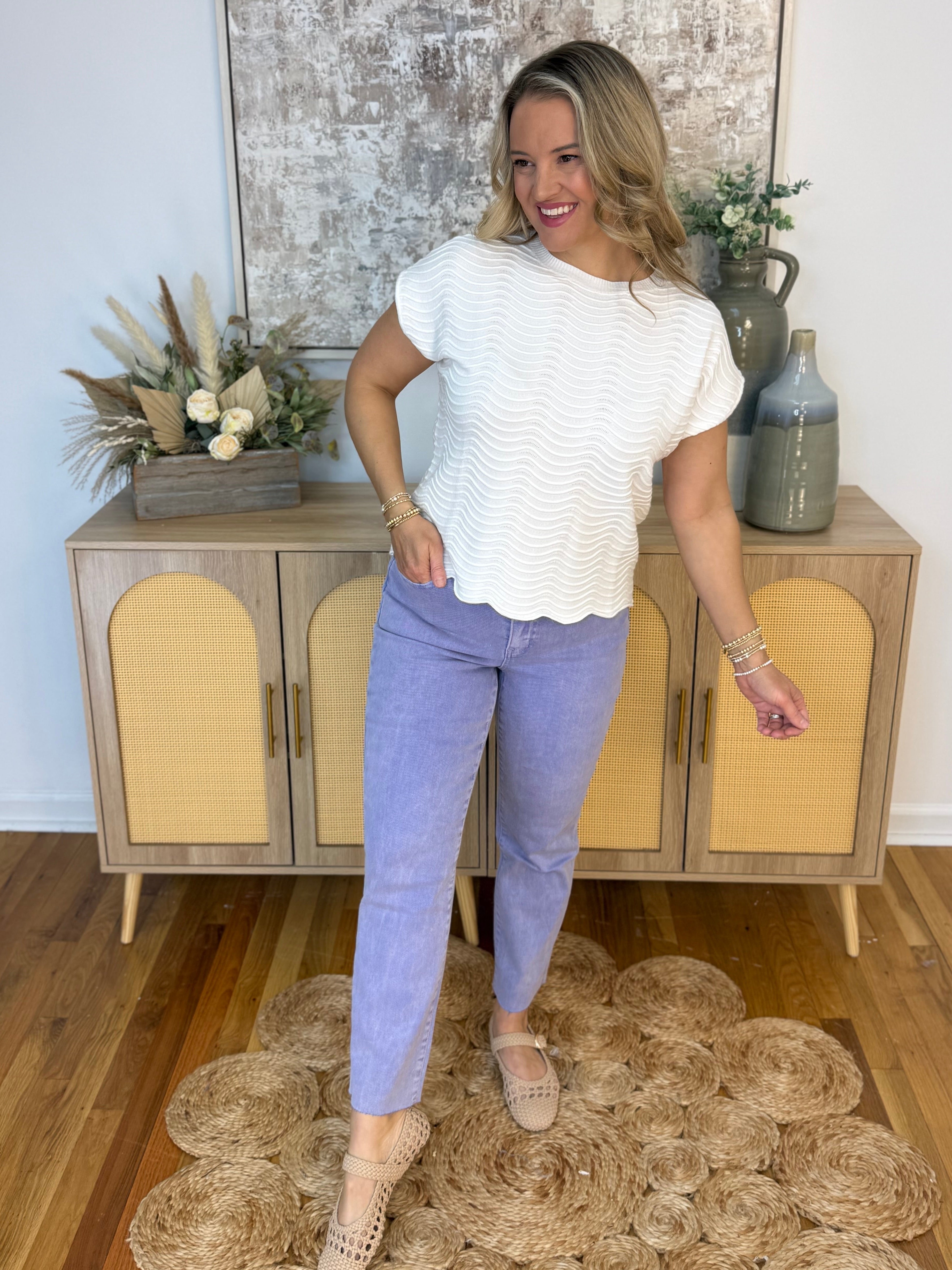 High Waist Cropped Straight - Violet-210 Jeans-zenana-The Lovely Closet, Women's Fashion Boutique in Alexandria, KY