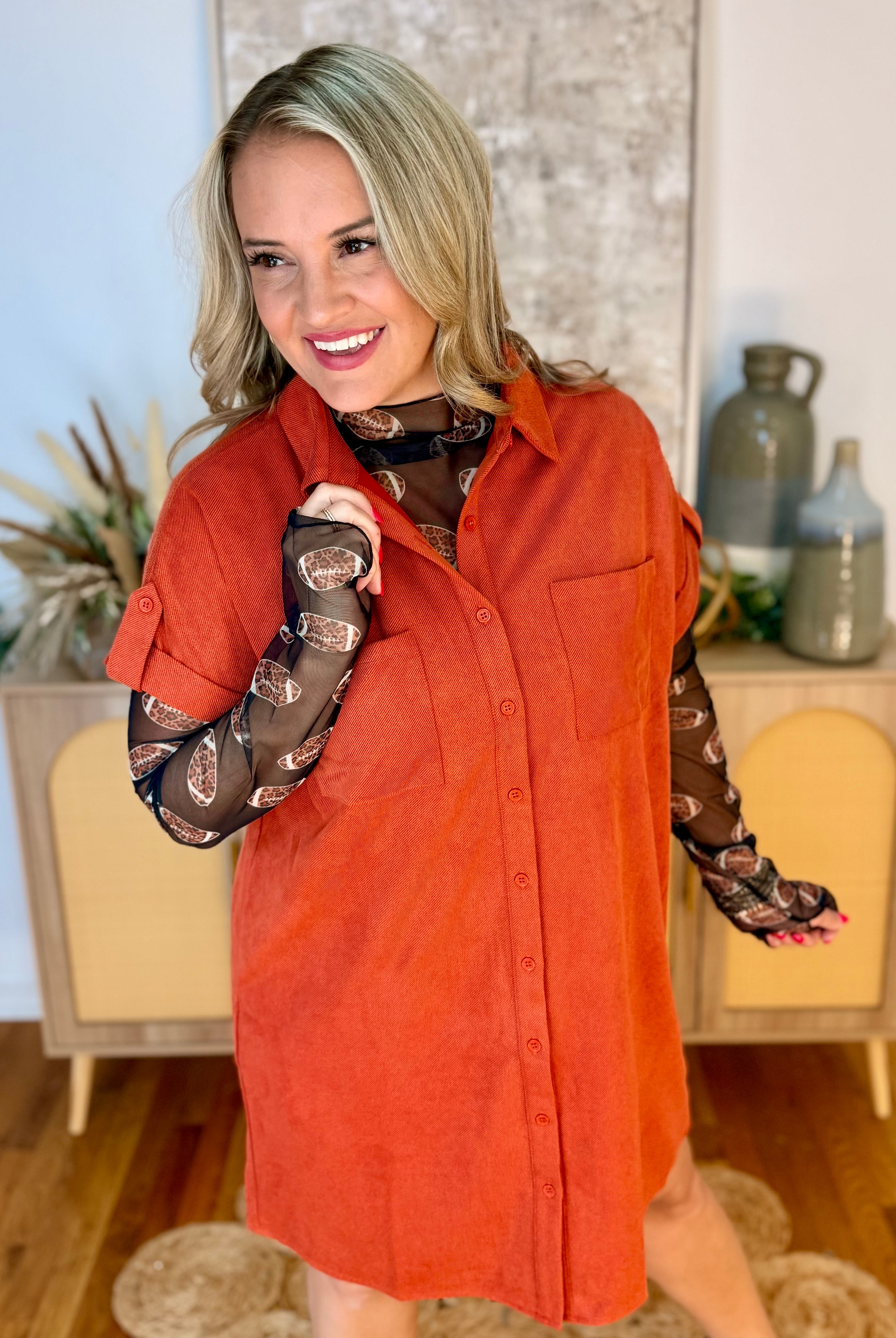 The Winning Season Dress - Rust-180 Dresses-She + Sky-The Lovely Closet, Women's Fashion Boutique in Alexandria, KY
