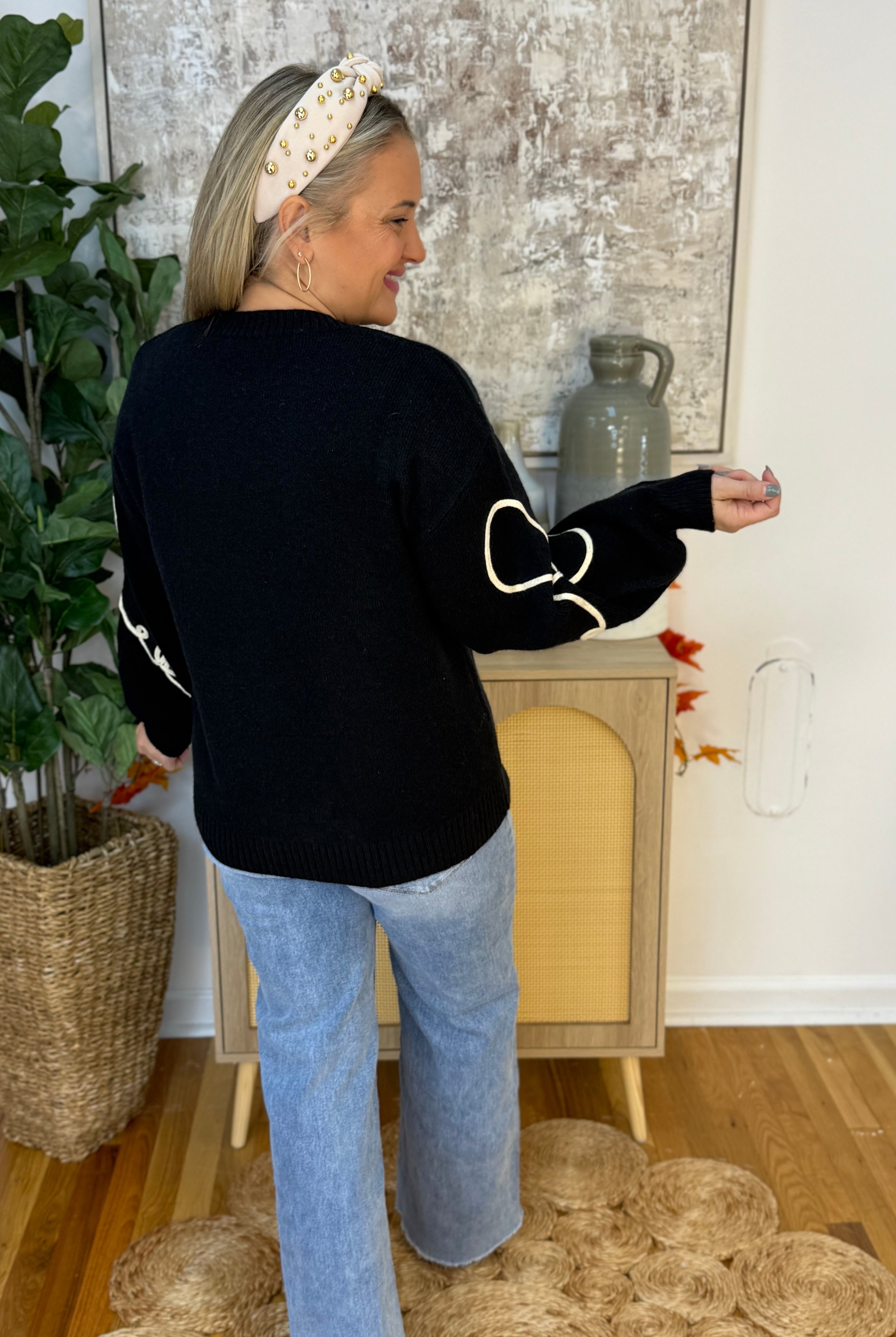 Lux Bow Sweater-150 Sweatshirts-GIGIO-The Lovely Closet, Women's Fashion Boutique in Alexandria, KY