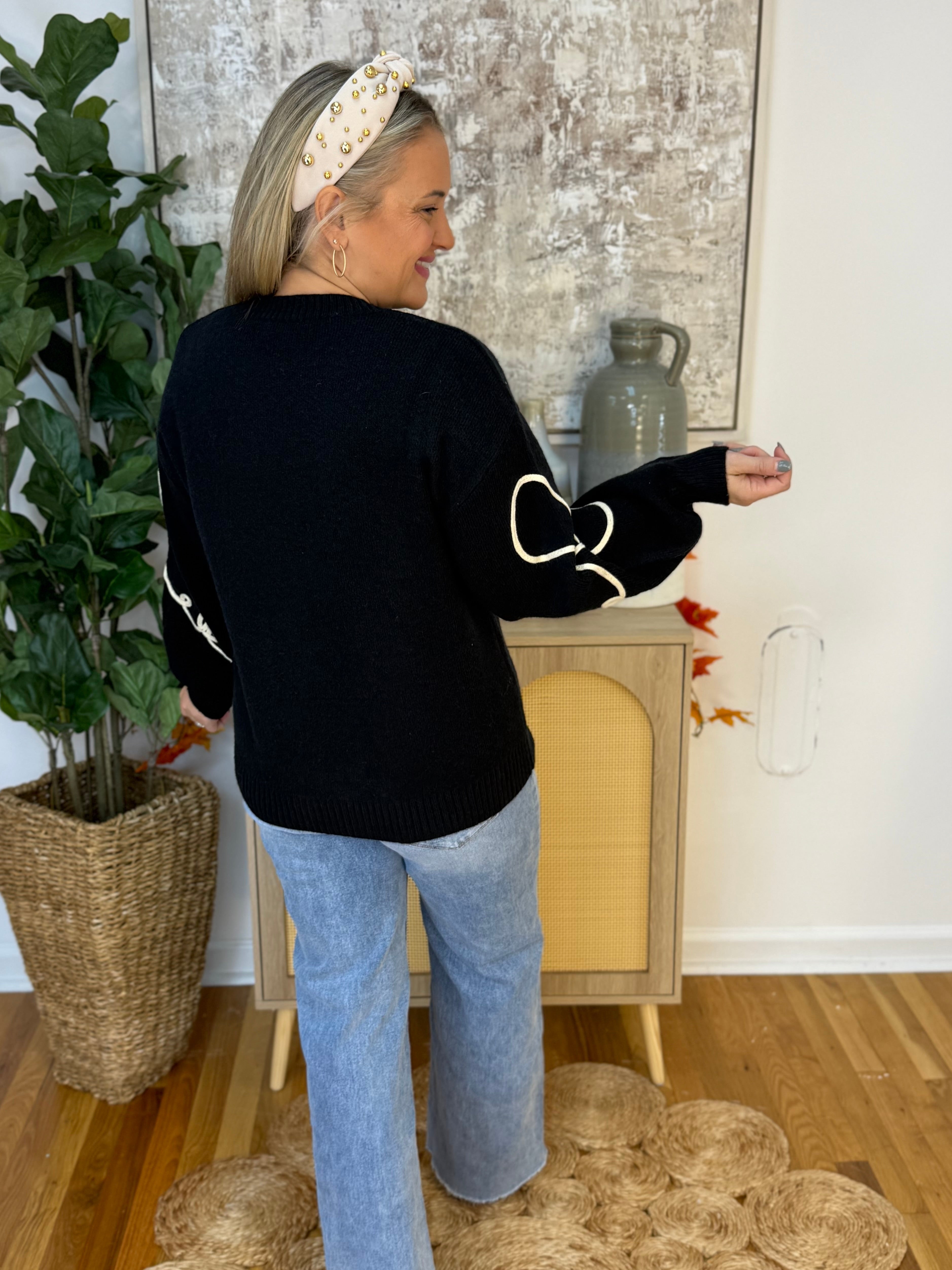 Lux Bow Sweater-150 Sweatshirts-GIGIO-The Lovely Closet, Women's Fashion Boutique in Alexandria, KY