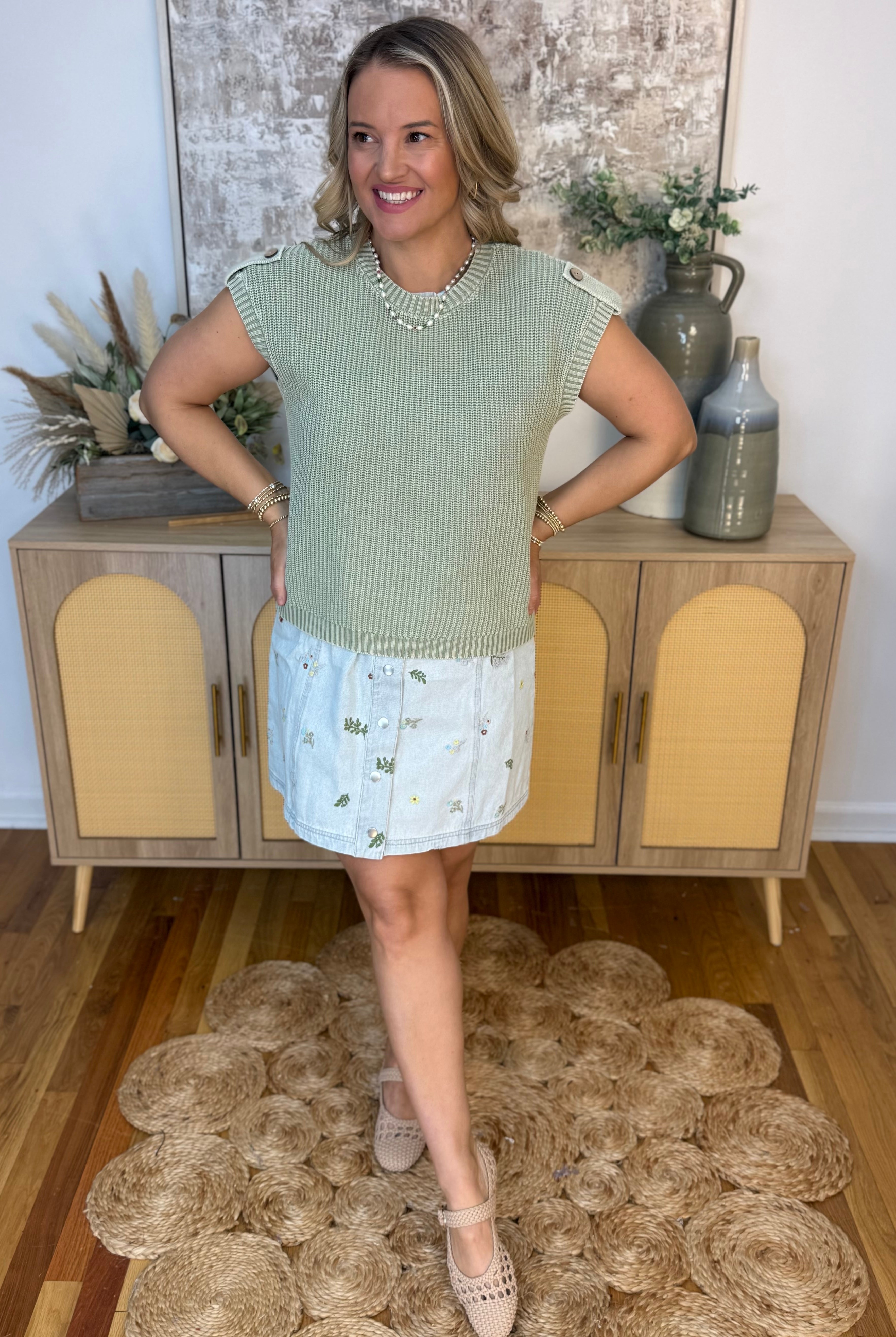 Fresh Picked Embroidered Denim Shift Dress-180 Dresses-Blu Pepper-The Lovely Closet, Women's Fashion Boutique in Alexandria, KY