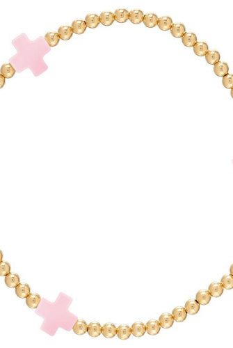 Signature Cross Gold Pattern 3mm Bead Bracelet-260 eNewton-eNewton-The Lovely Closet, Women's Fashion Boutique in Alexandria, KY