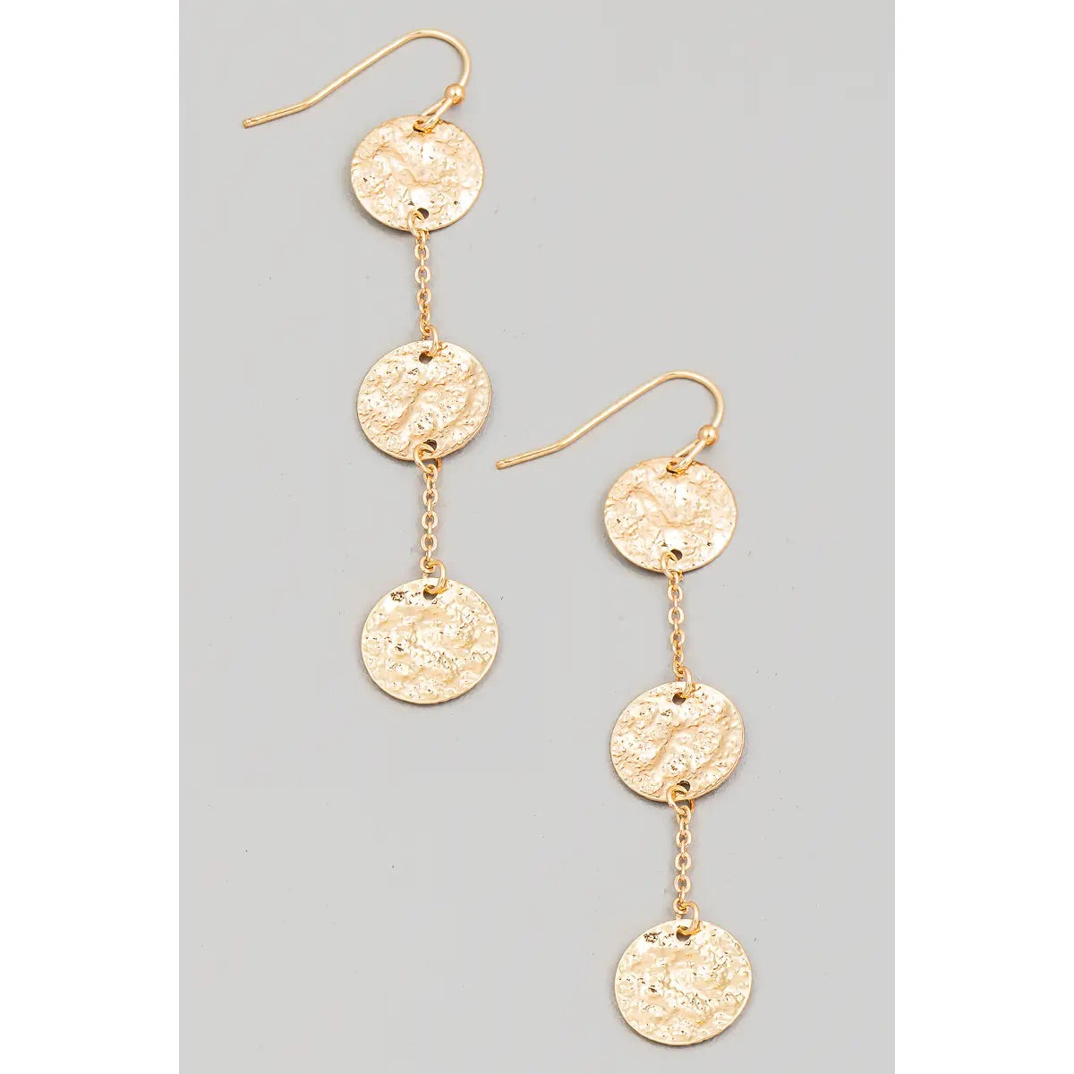 Hammered Metal Gold Drop Earring-250 Jewelry-Fame-The Lovely Closet, Women's Fashion Boutique in Alexandria, KY