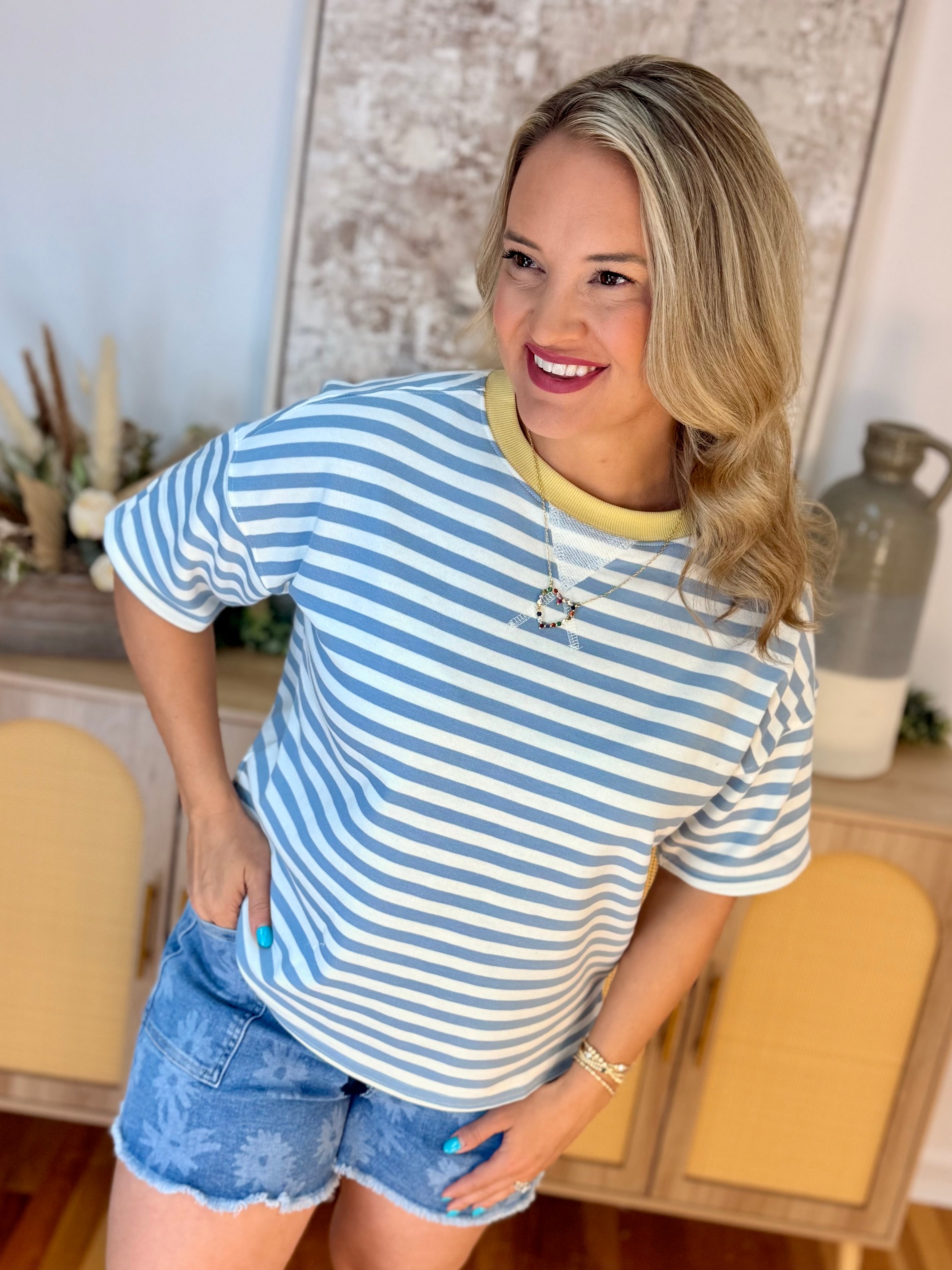 Sunshine Stripes Short Sleeve Top-The Lovely Closet-The Lovely Closet, Women's Fashion Boutique in Alexandria, KY
