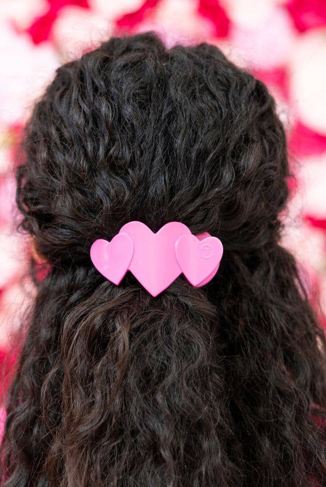 Flat Hair Clip | Small | Pink Heart to Heart-300 Headwear-TELETIES-The Lovely Closet, Women's Fashion Boutique in Alexandria, KY
