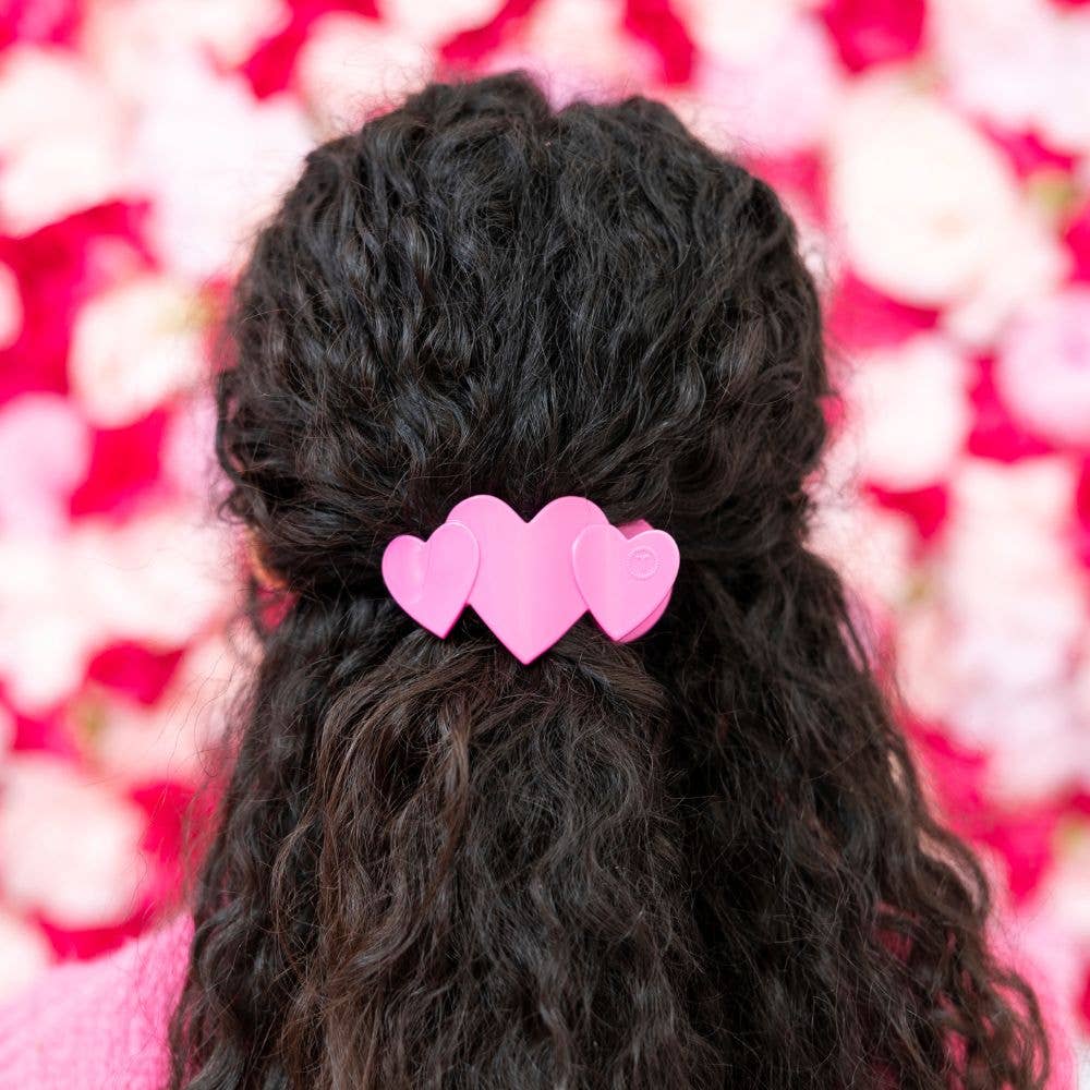 Flat Hair Clip | Small | Pink Heart to Heart-300 Headwear-TELETIES-The Lovely Closet, Women's Fashion Boutique in Alexandria, KY