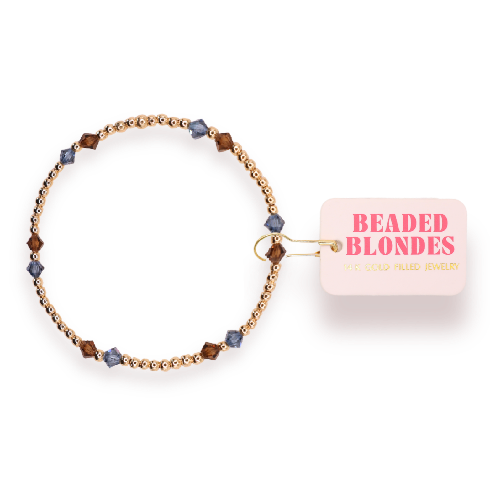 Charlotte Bracelet in Denim and Mocha: Extended 7.25 inch-bracelet-Beaded Blondes-The Lovely Closet, Women's Fashion Boutique in Alexandria, KY