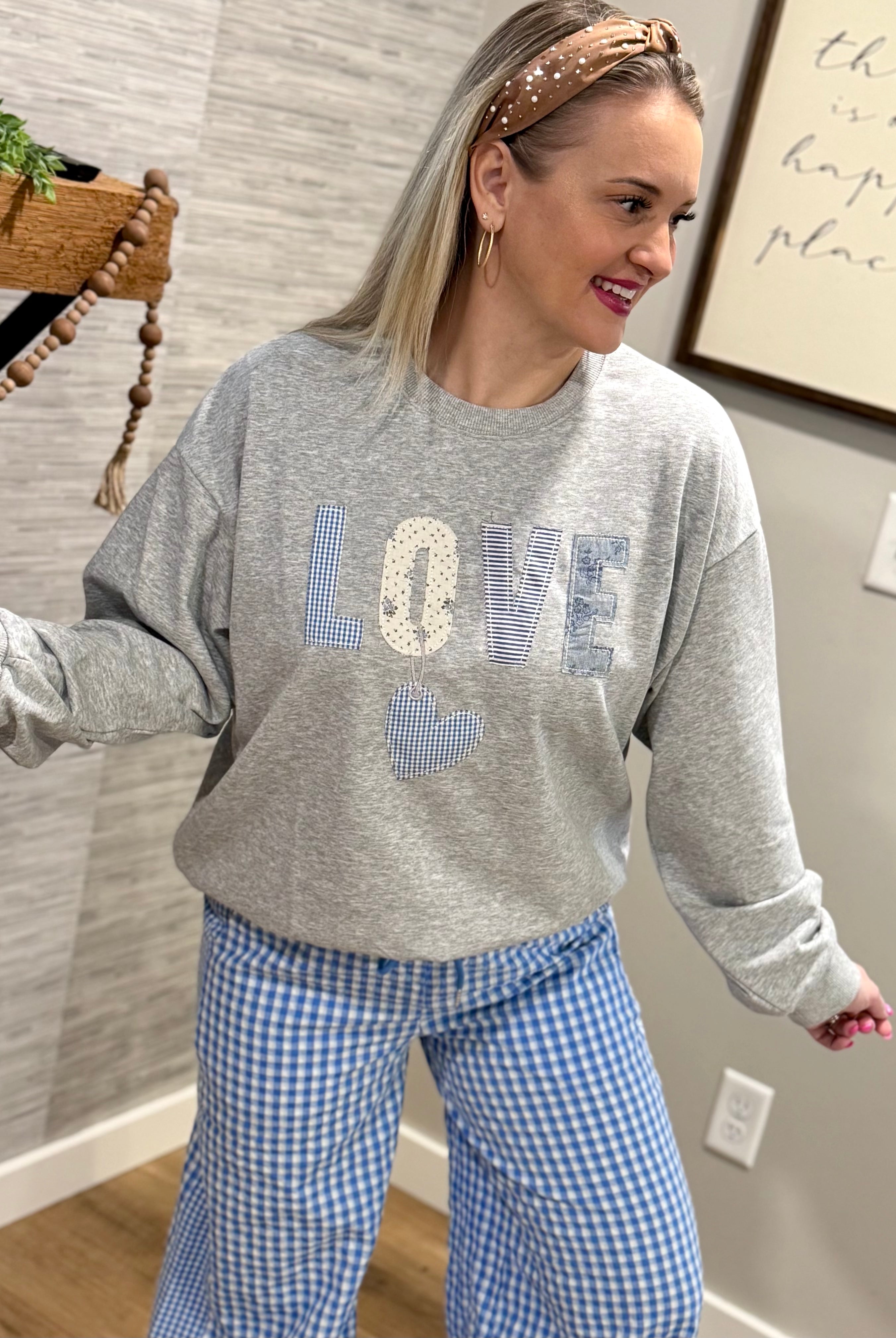 LOVE Appliqué Pullover-110 Long Sleeve Top-Main Strip-The Lovely Closet, Women's Fashion Boutique in Alexandria, KY