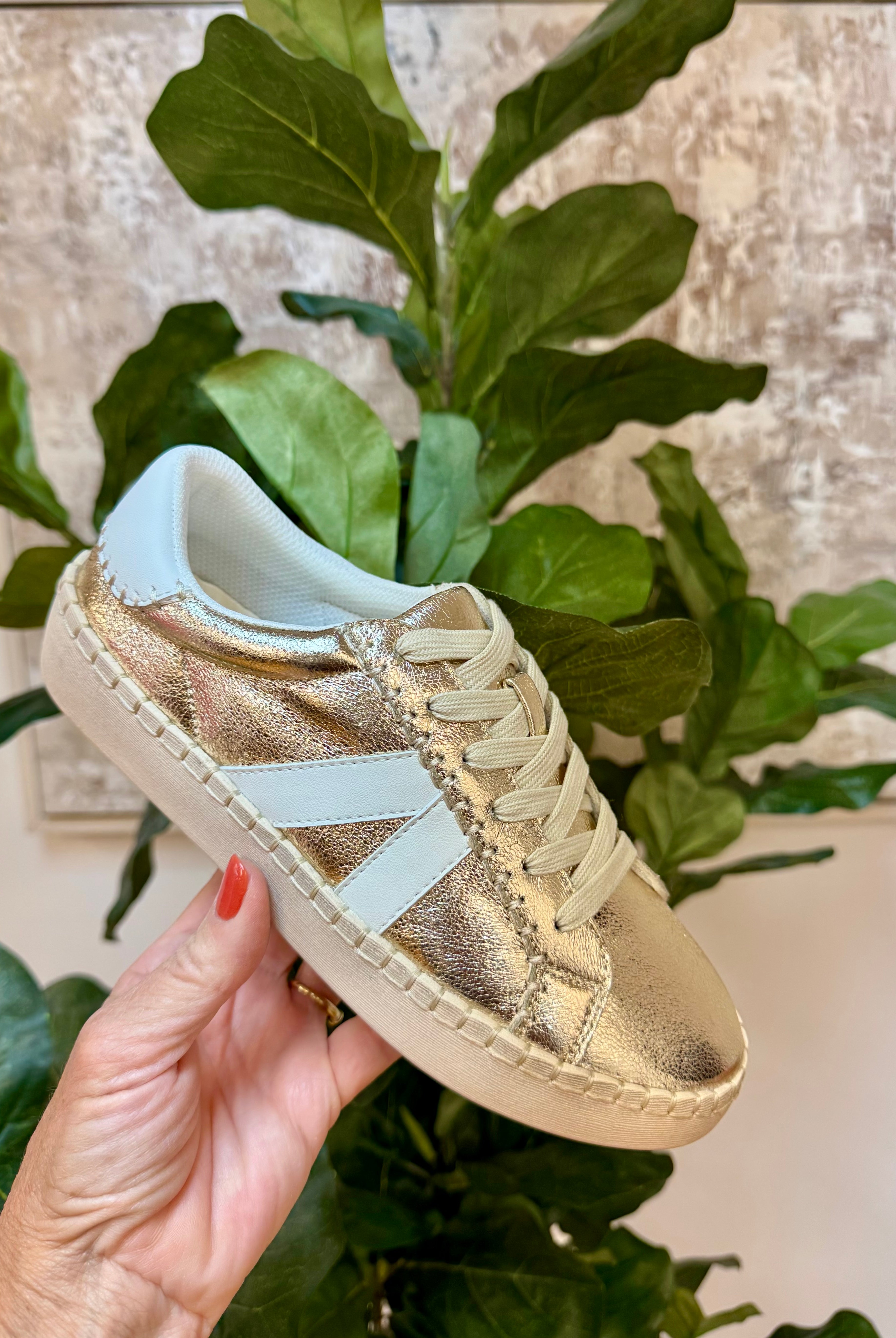 Corkys Friend Zone - Gold Crinkle Metallic-270 Shoes-Corkys-The Lovely Closet, Women's Fashion Boutique in Alexandria, KY