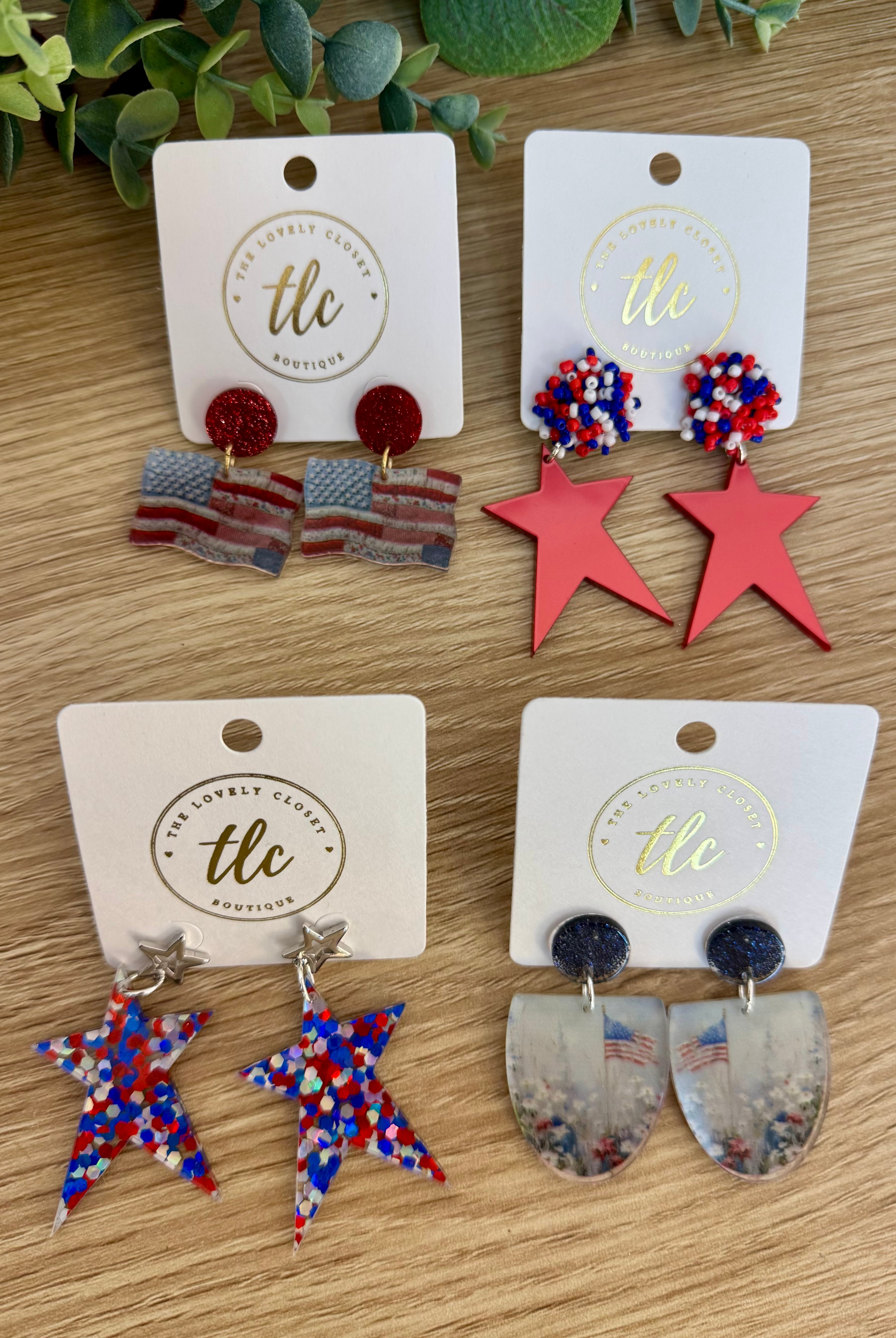 Patriotic RoseHeart Earrings-250 Jewelry-RH-The Lovely Closet, Women's Fashion Boutique in Alexandria, KY