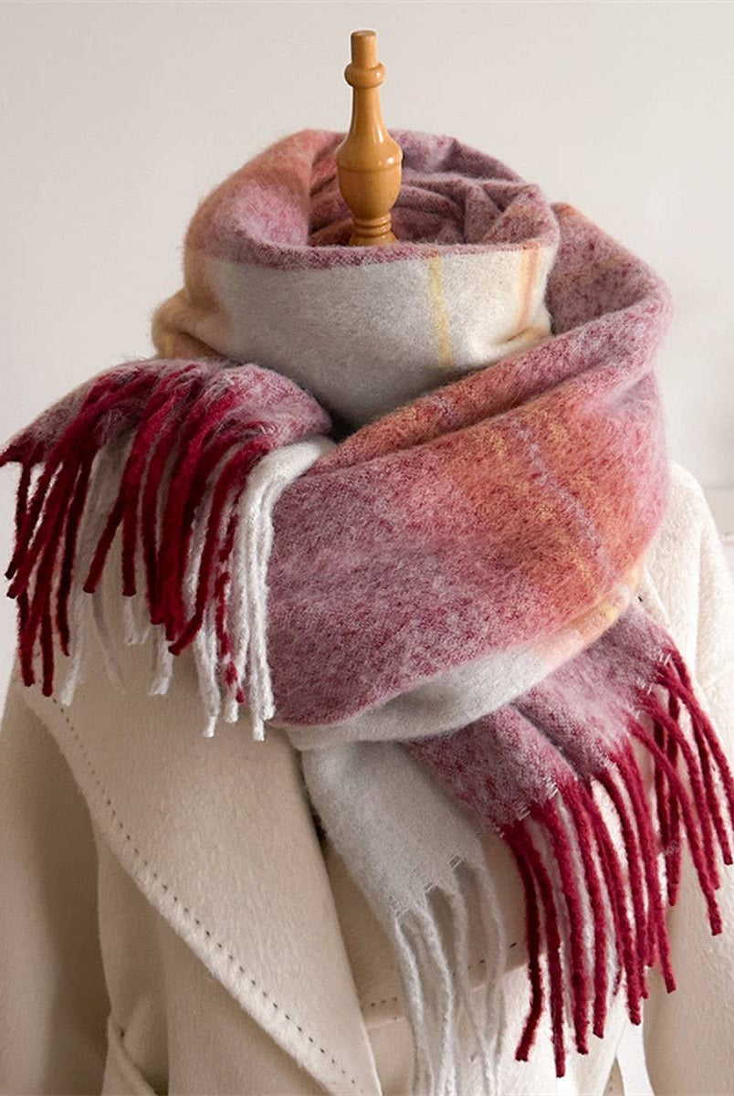 Gradient Knit Tassel Scarf - Wine-280 Accessories-ACCITY-The Lovely Closet, Women's Fashion Boutique in Alexandria, KY