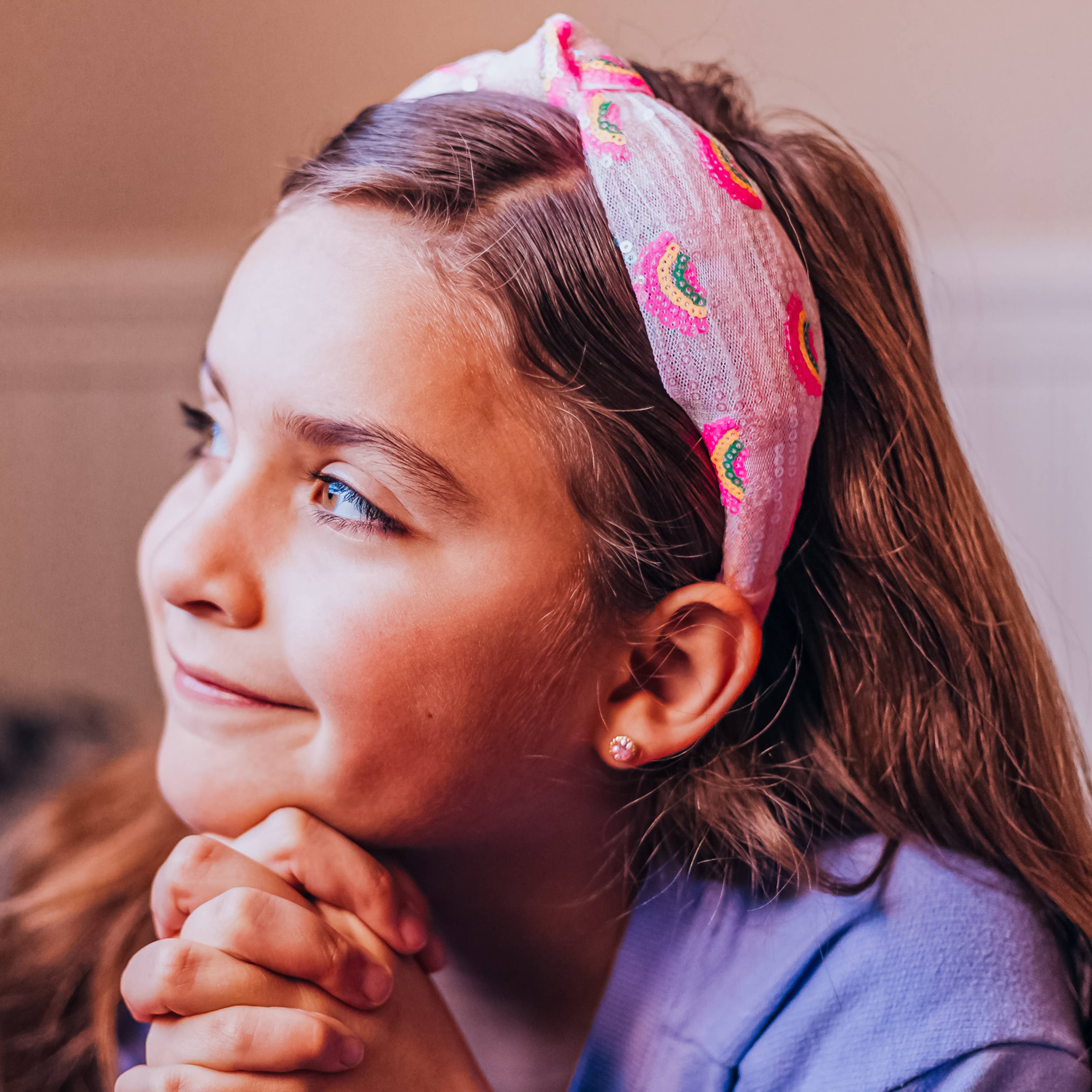 Kids Sequin Knot Headband - Rainbow: Pink-360 Carolines Closet-Frog Sac-The Lovely Closet, Women's Fashion Boutique in Alexandria, KY