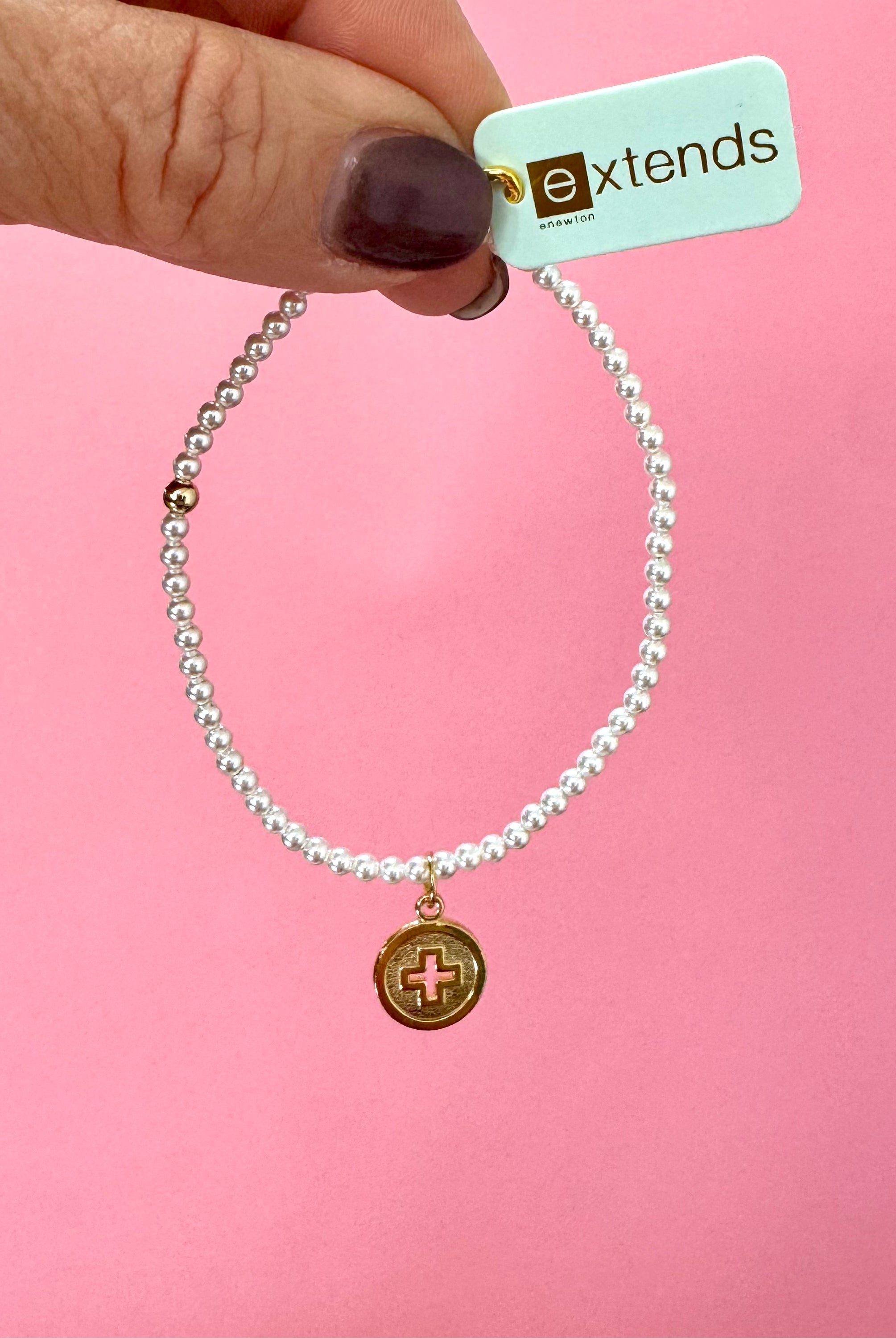 EXTENDS Classic Pearl 3mm Signature Cross Disc-260 eNewton-eNewton-The Lovely Closet, Women's Fashion Boutique in Alexandria, KY
