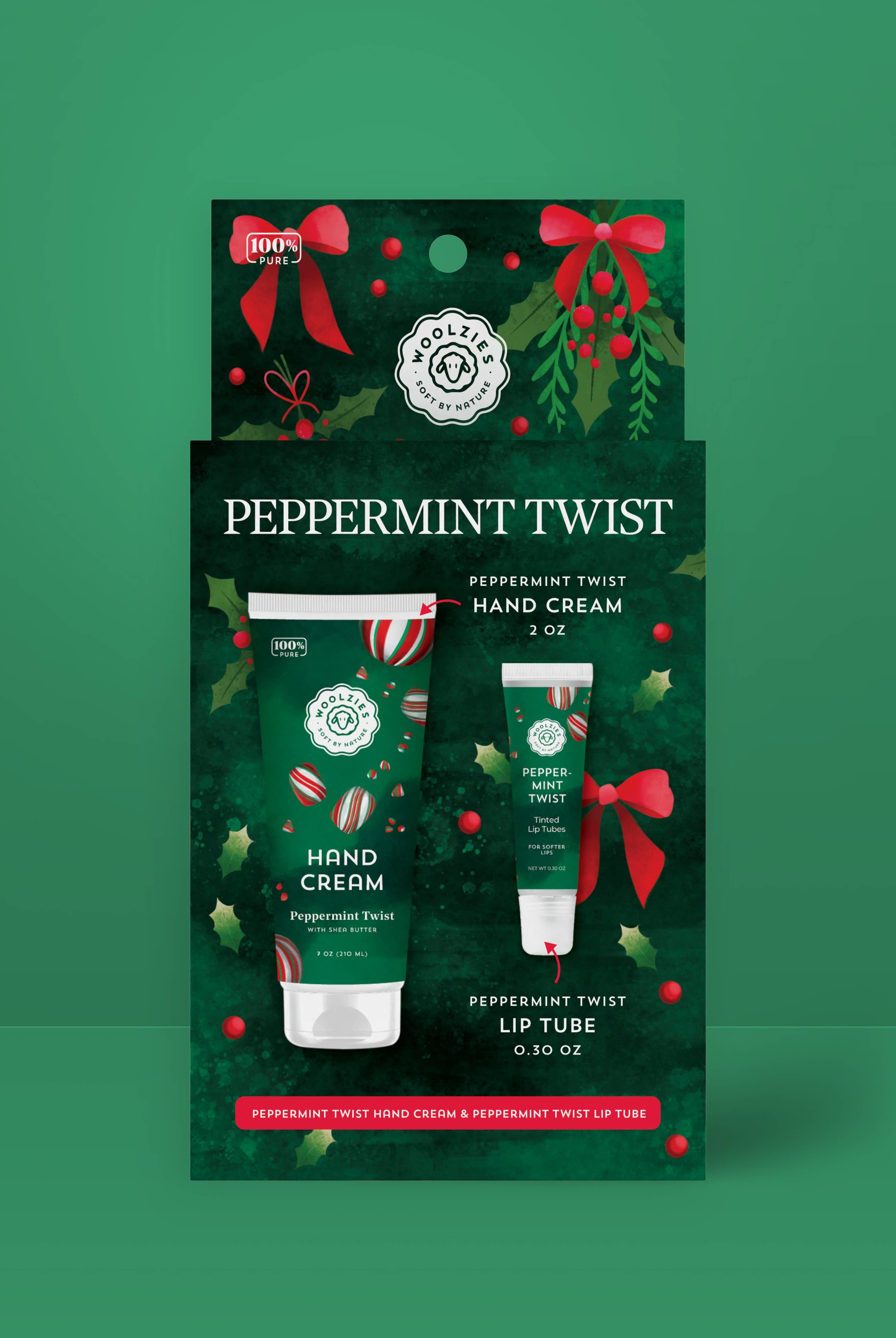 Peppermint Twist Hand Cream & Lip Mask Duo – Holiday Set-350 Holiday-Woolzies-The Lovely Closet, Women's Fashion Boutique in Alexandria, KY