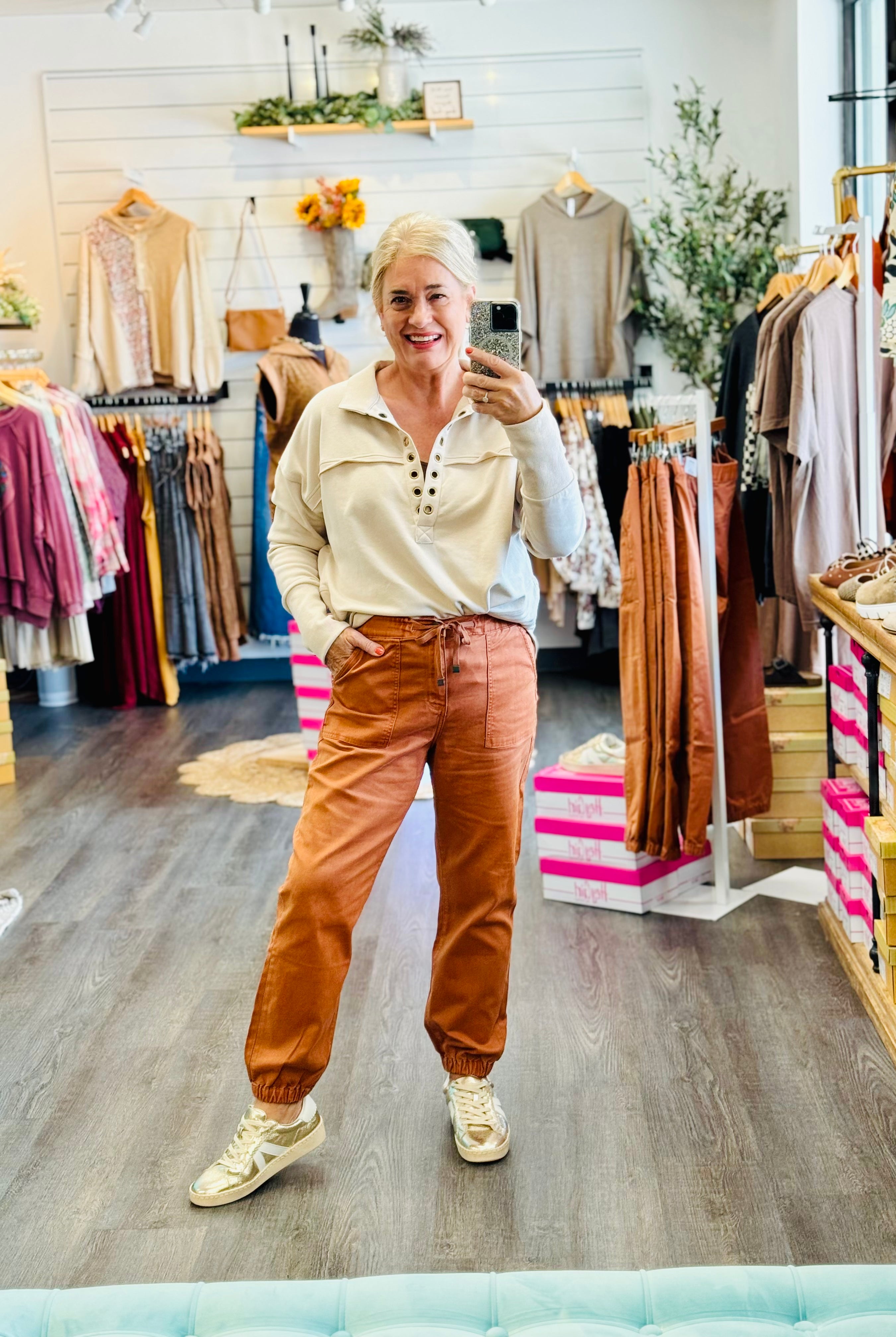 Mica Jogger Pants - Pumpkin Spice-210 Jeans-Mica Denim-The Lovely Closet, Women's Fashion Boutique in Alexandria, KY