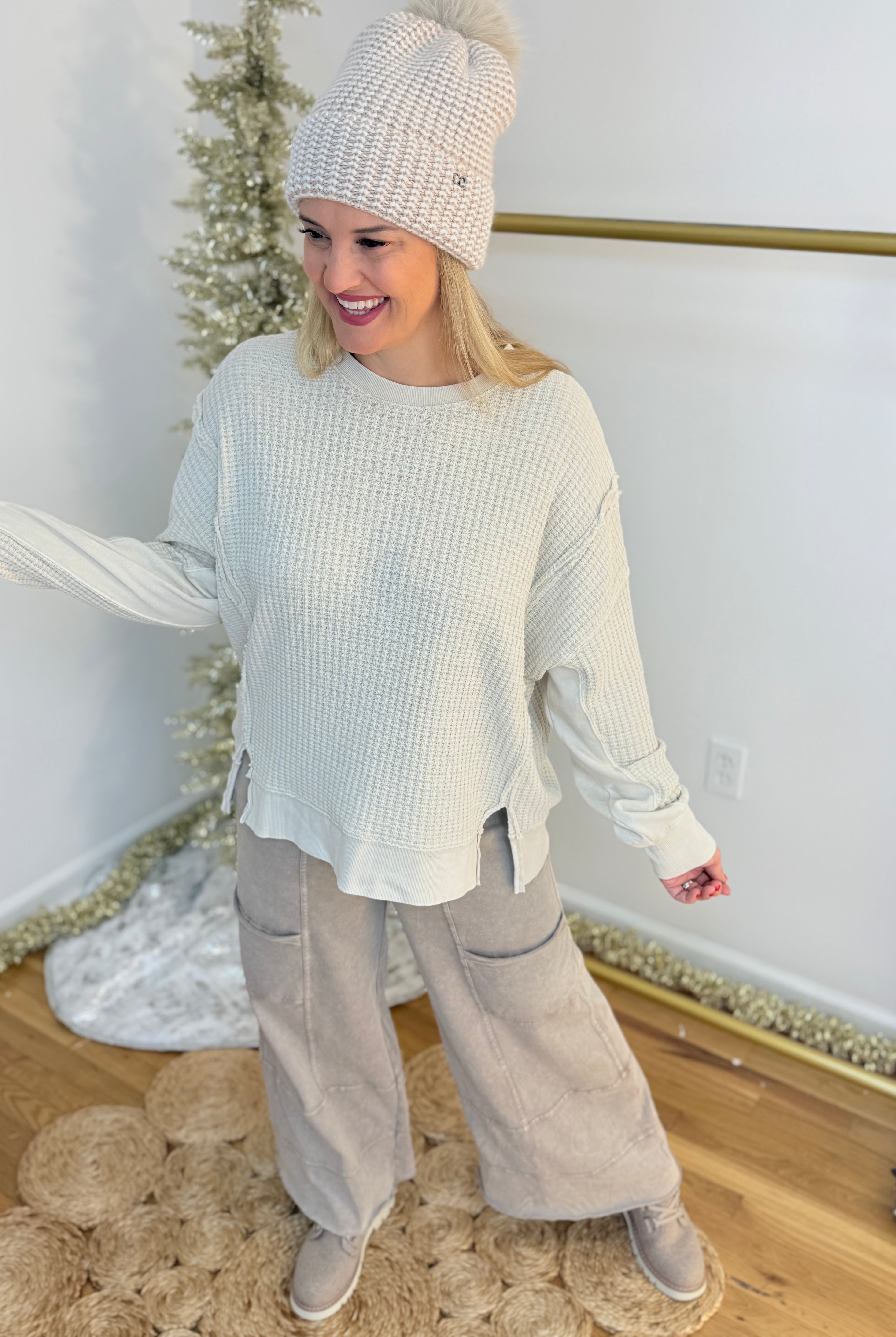 Winter-y Mix Thermal Top-110 Long Sleeve Top-easel-The Lovely Closet, Women's Fashion Boutique in Alexandria, KY