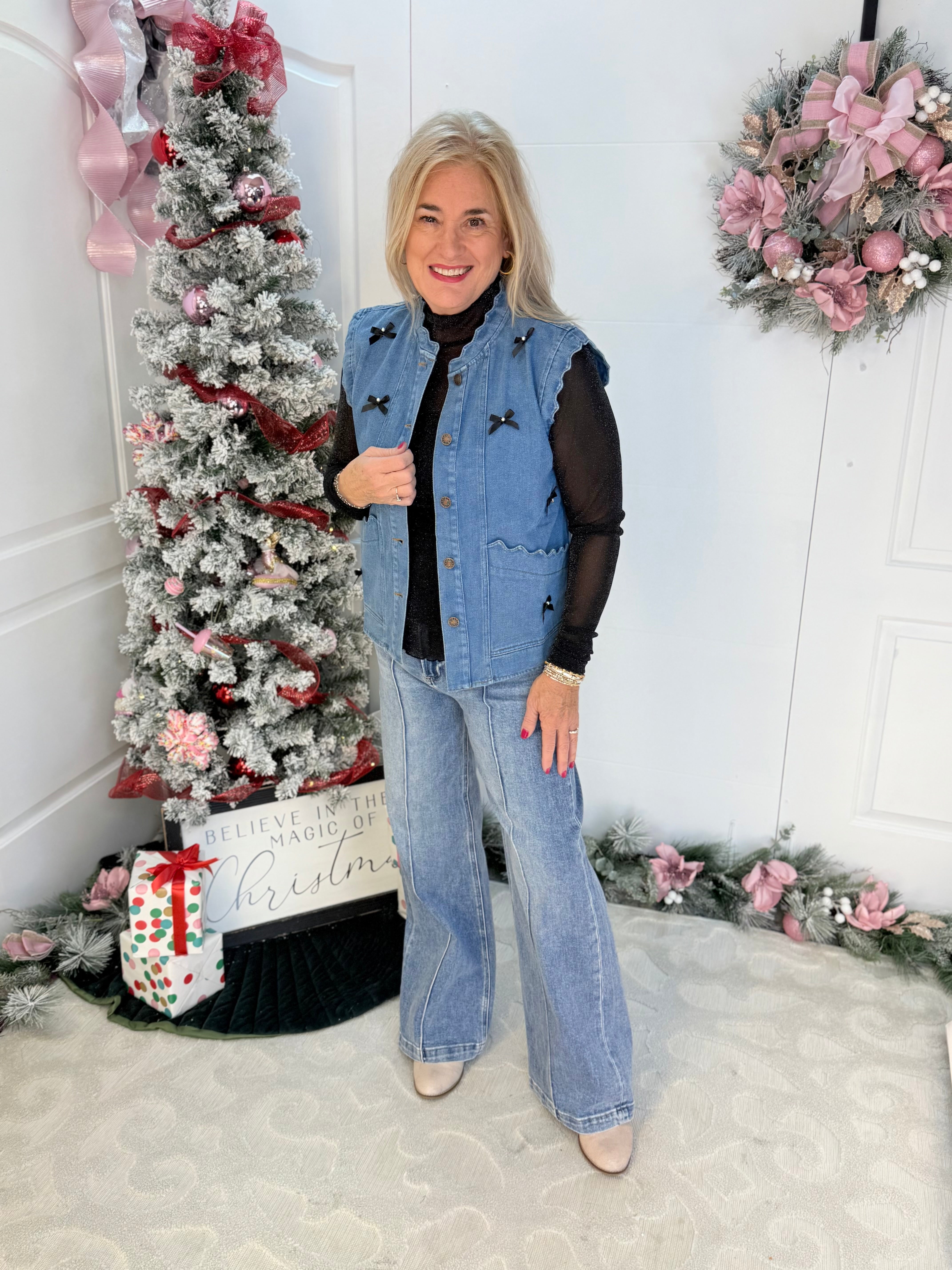 Risen High Waist Wide Leg Pintuck Jeans-210 Jeans-Risen-The Lovely Closet, Women's Fashion Boutique in Alexandria, KY