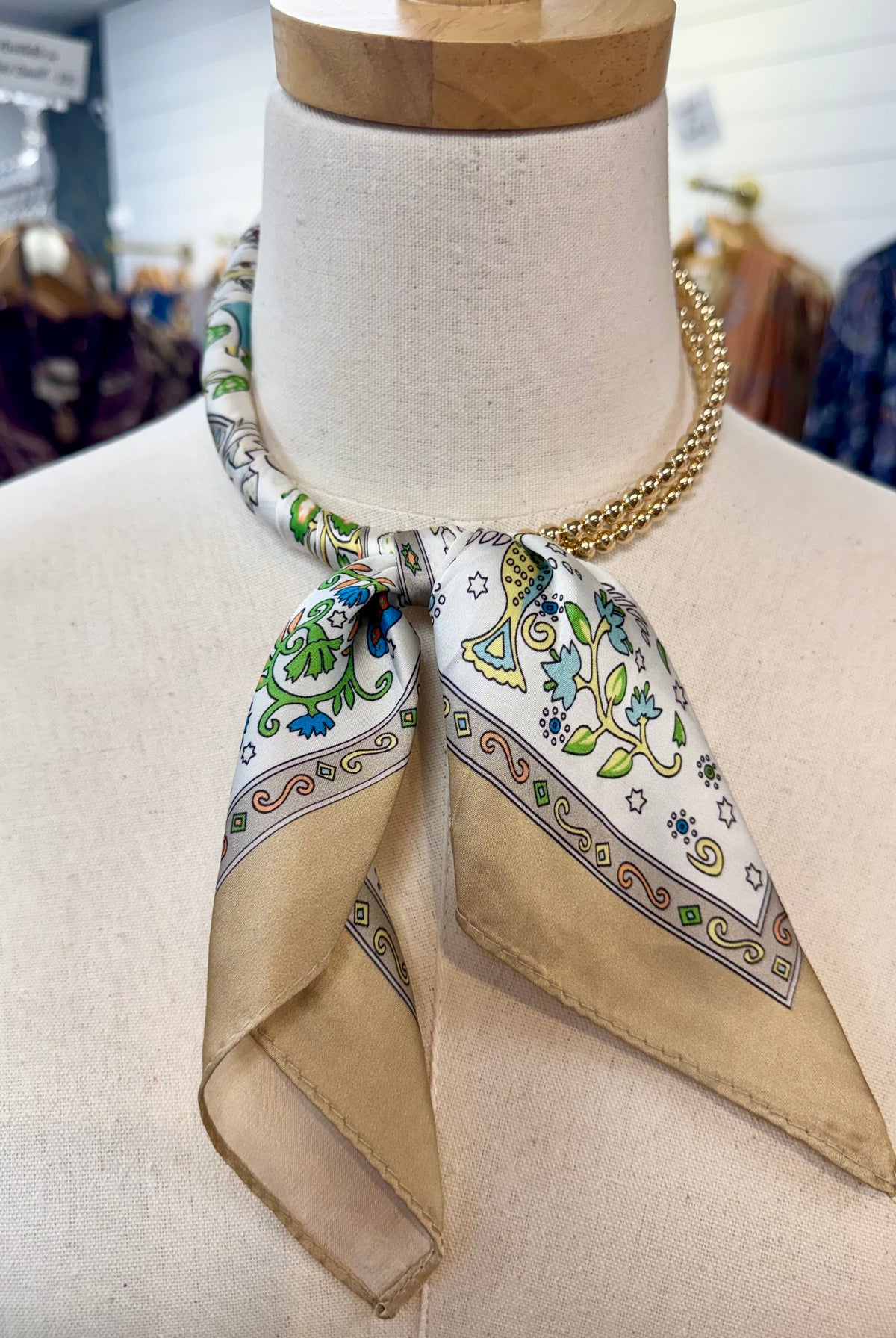 Scarf Collar Necklace - Beige-280 Accessories-Golden Stella-The Lovely Closet, Women's Fashion Boutique in Alexandria, KY