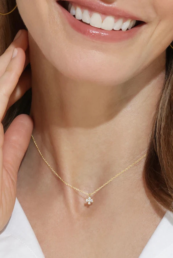 14KT Gold and .10 CT Diamond Signature Cross Necklace-260 eNewton-eNewton-The Lovely Closet, Women's Fashion Boutique in Alexandria, KY