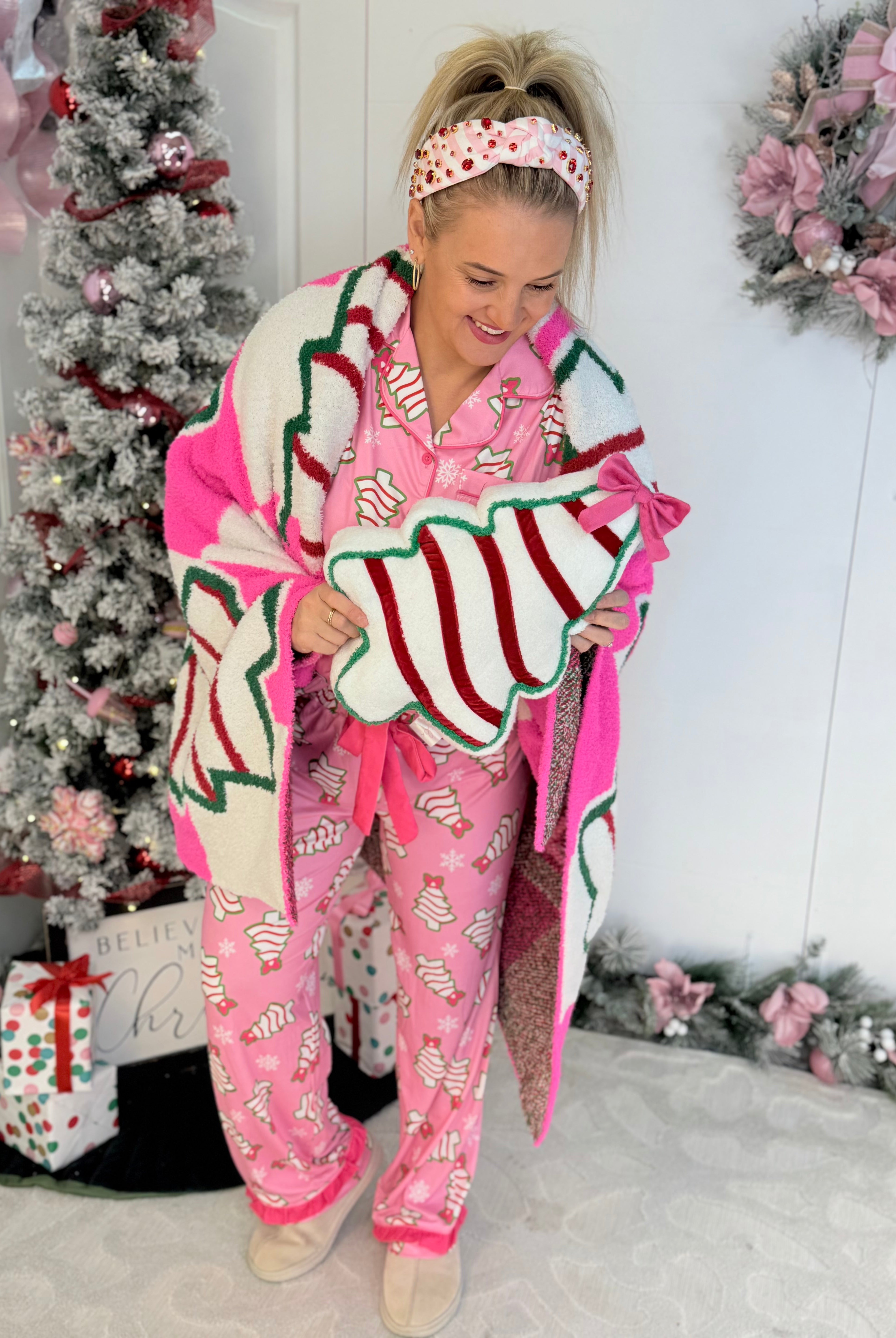 PINK-mas PJ Set - Bow Christmas Treat Ruffle-350 Holiday-Jess Lea-The Lovely Closet, Women's Fashion Boutique in Alexandria, KY