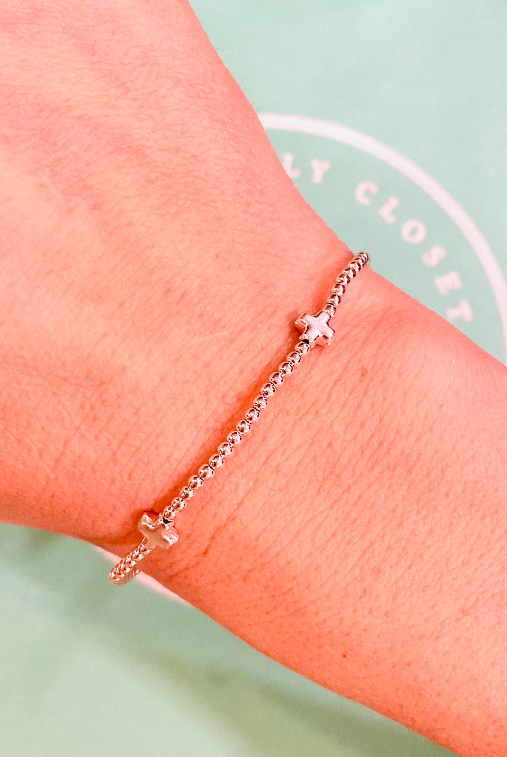 Small Signature Cross Pattern Sterling 2mm Bracelet-260 eNewton-enewton-The Lovely Closet, Women's Fashion Boutique in Alexandria, KY