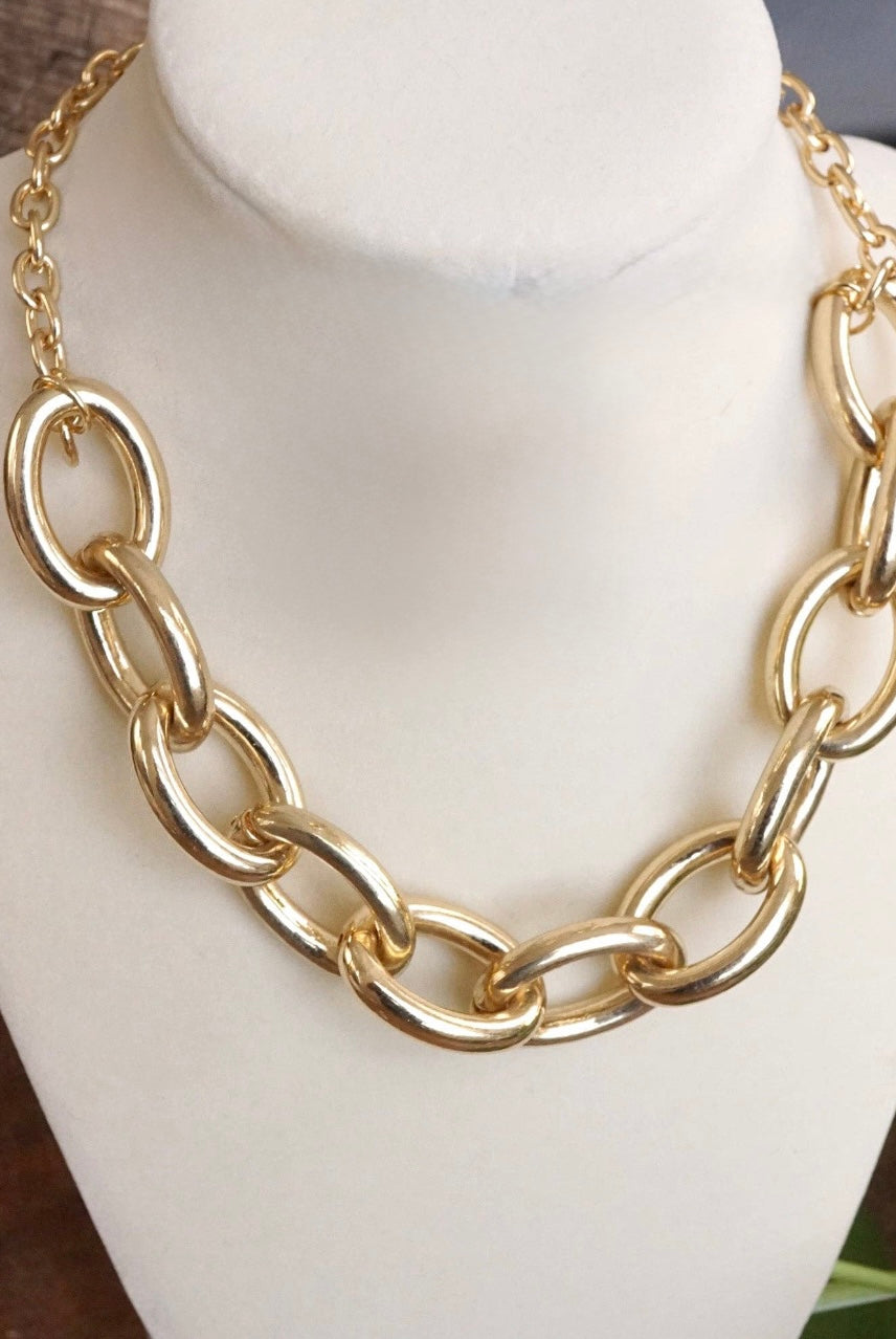Smooth Chunky Chain Necklace Gold-250 Jewelry-PennyLine inc-The Lovely Closet, Women's Fashion Boutique in Alexandria, KY