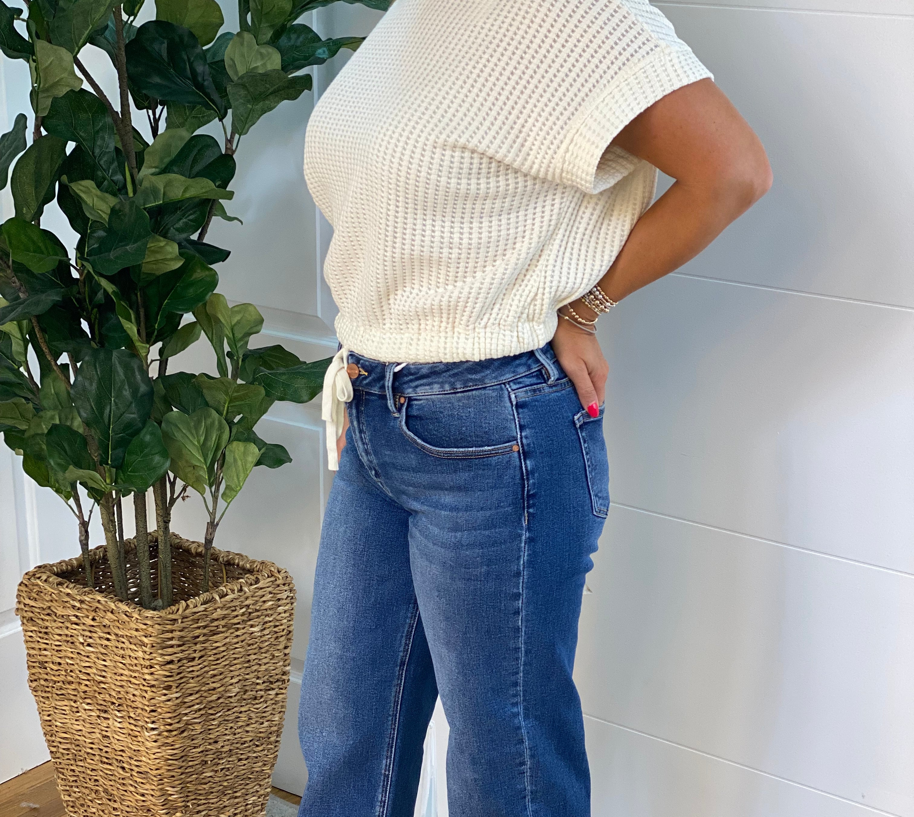 RISEN Mid Rise Boyfriend Roll Up Jeans-210 Jeans-Risen-The Lovely Closet, Women's Fashion Boutique in Alexandria, KY