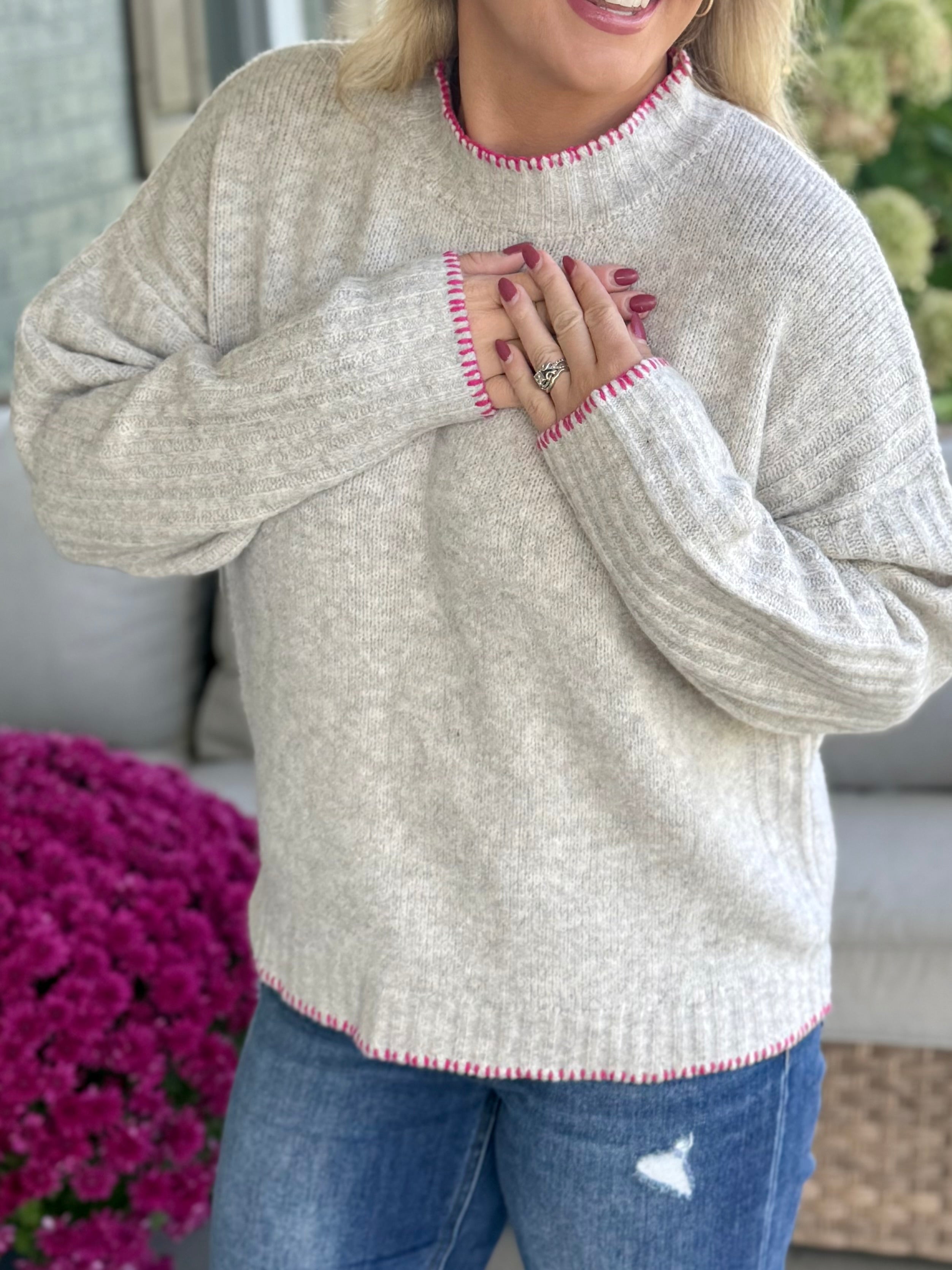 Touched by Pink Sweater-140 Sweaters-Donation Pink-The Lovely Closet, Women's Fashion Boutique in Alexandria, KY