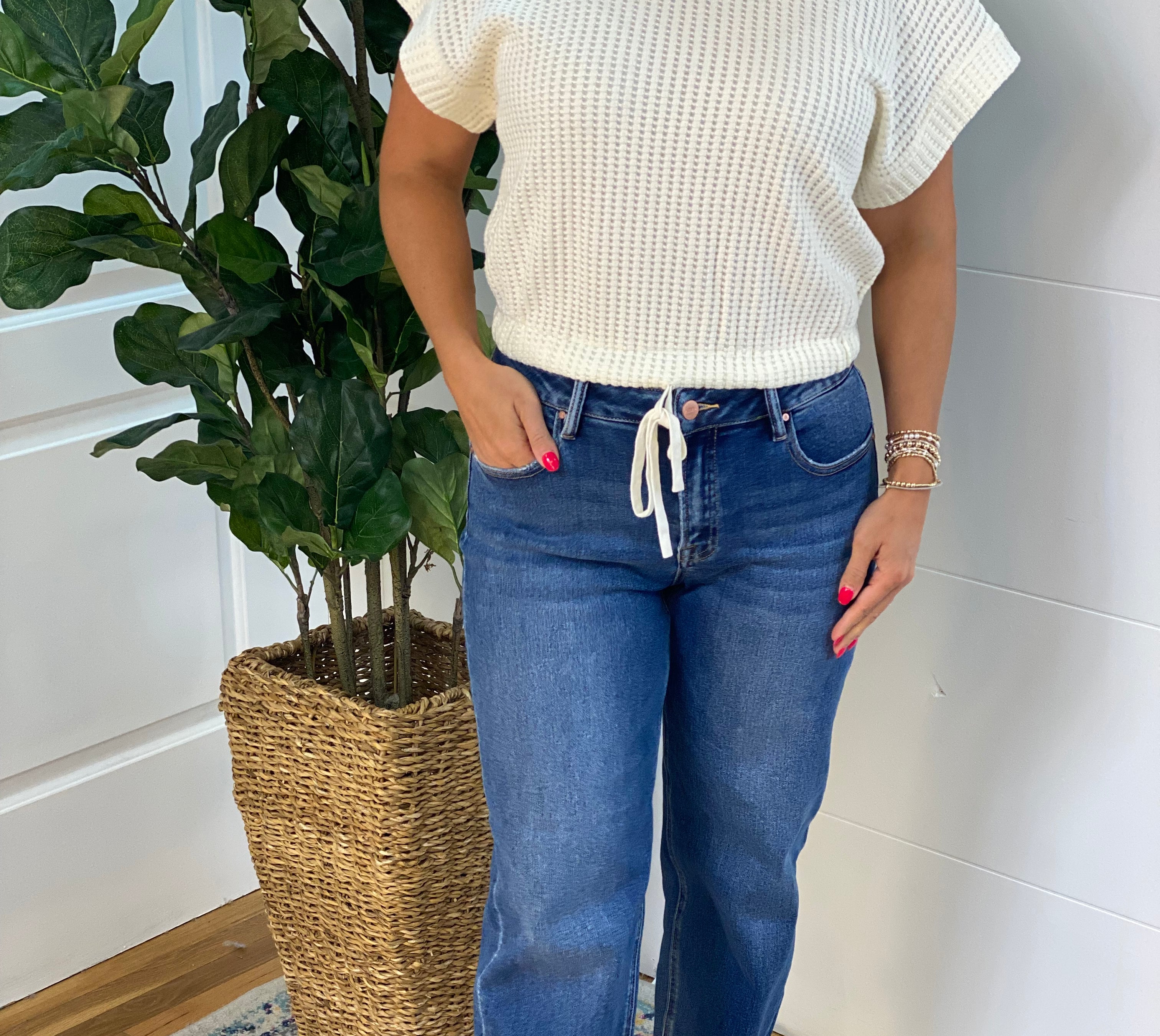 RISEN Mid Rise Boyfriend Roll Up Jeans-210 Jeans-Risen-The Lovely Closet, Women's Fashion Boutique in Alexandria, KY