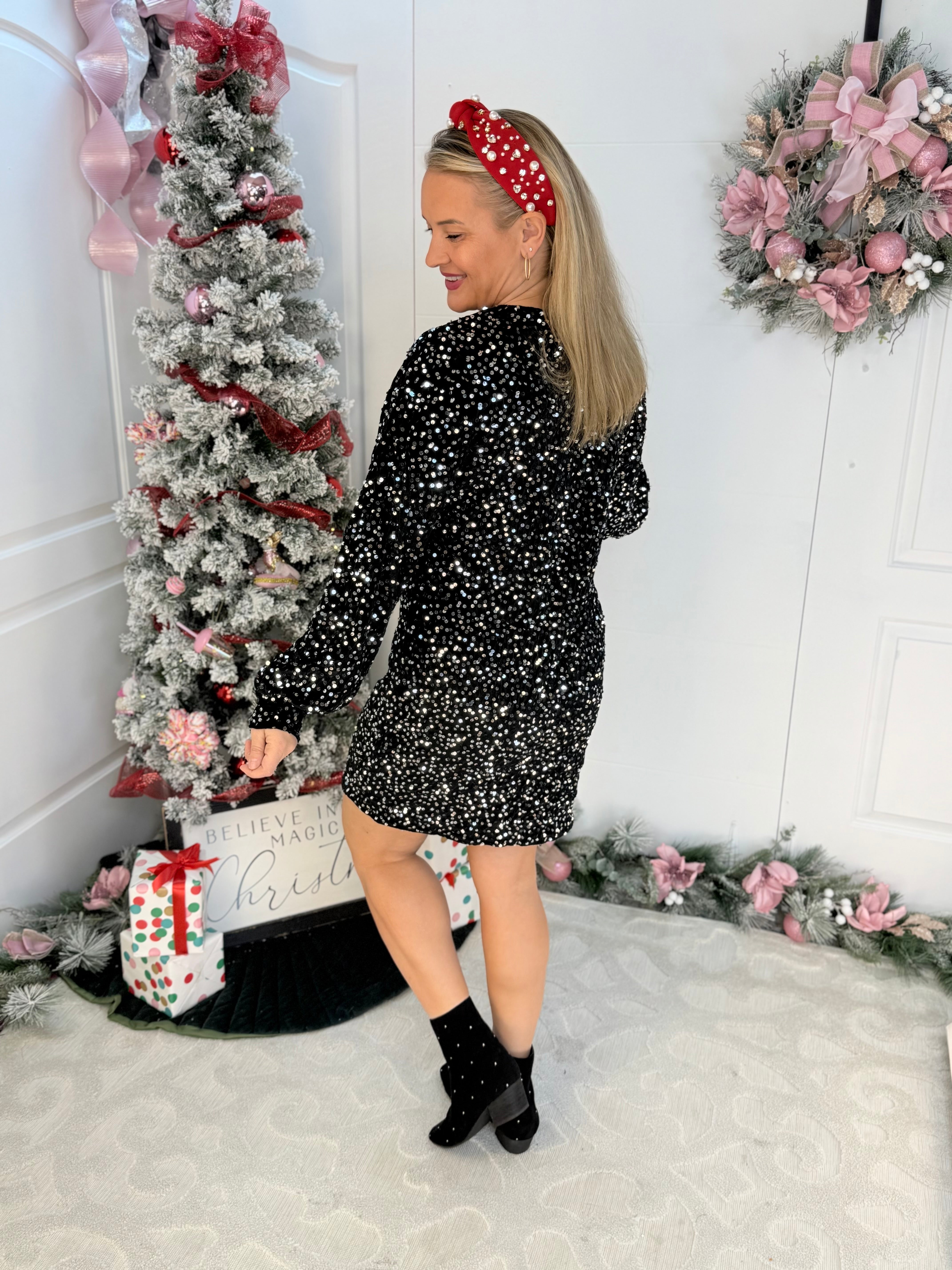 Jess Lea - Old Flame Sequin Black Dress-180 Dresses-Jess Lea-The Lovely Closet, Women's Fashion Boutique in Alexandria, KY