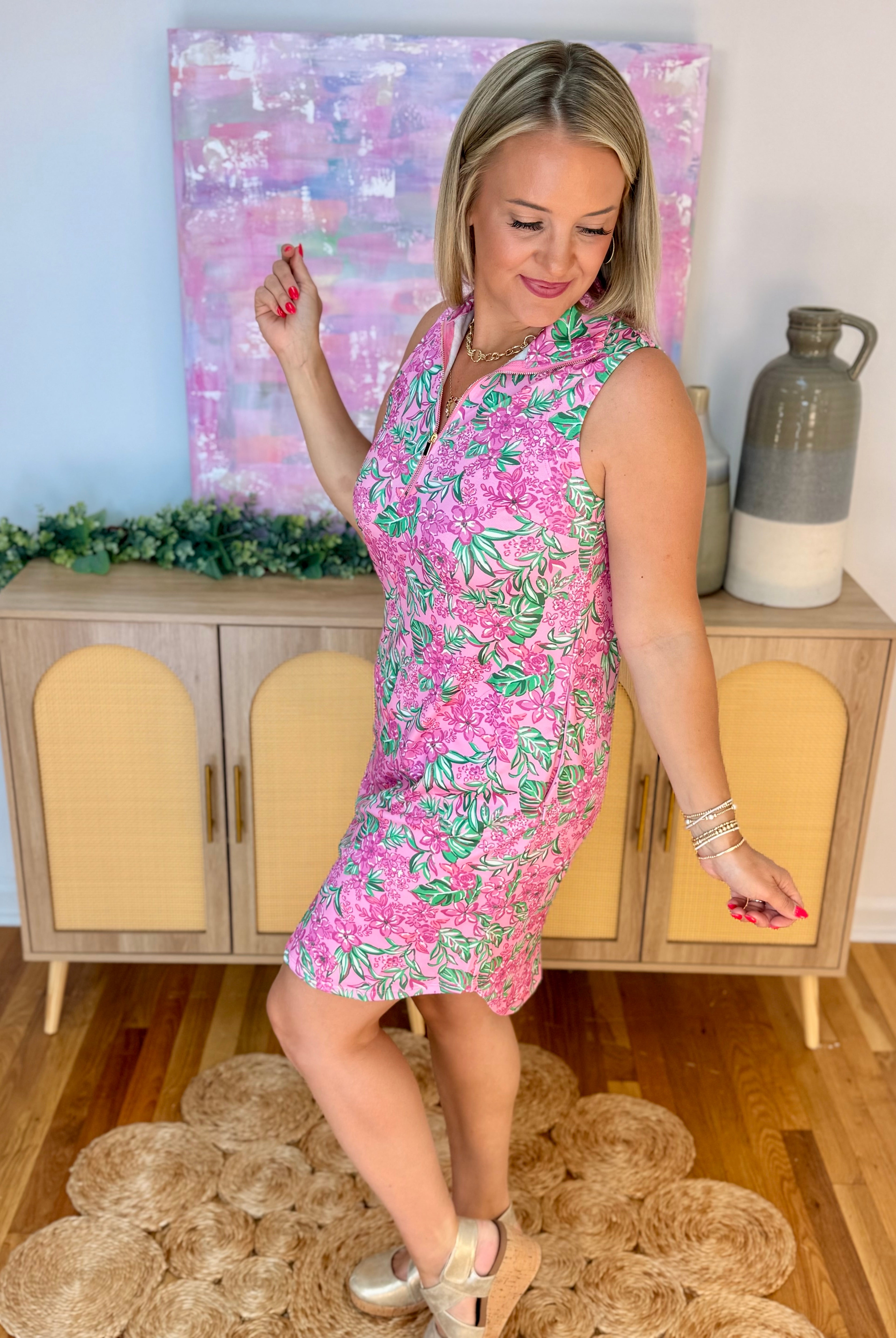 Sun Cool Dress - Pink and Green Multi-180 Dresses-Dear Scarlett-The Lovely Closet, Women's Fashion Boutique in Alexandria, KY