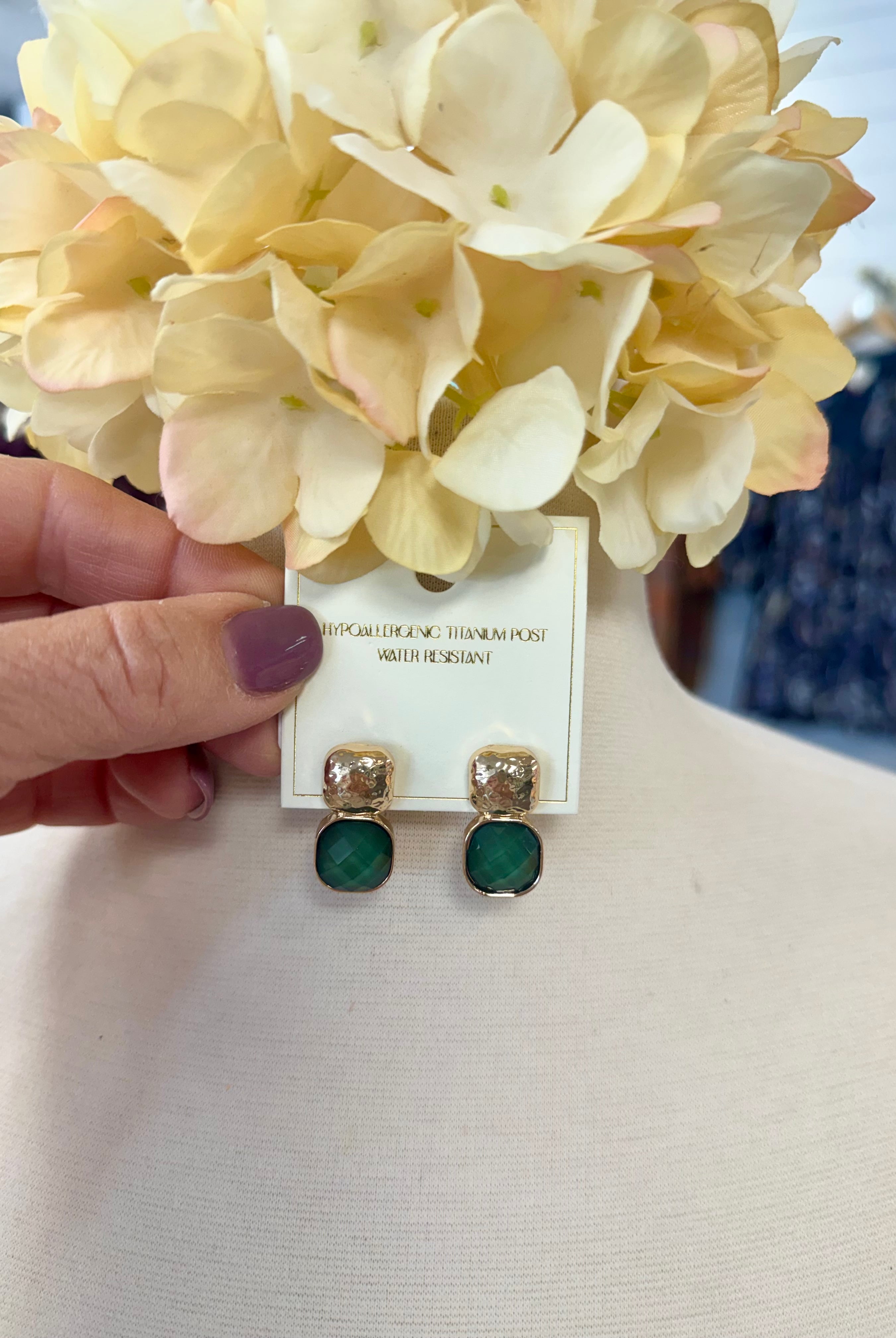 Square Faceted Post Earring-280 Accessories-Golden Stella-The Lovely Closet, Women's Fashion Boutique in Alexandria, KY