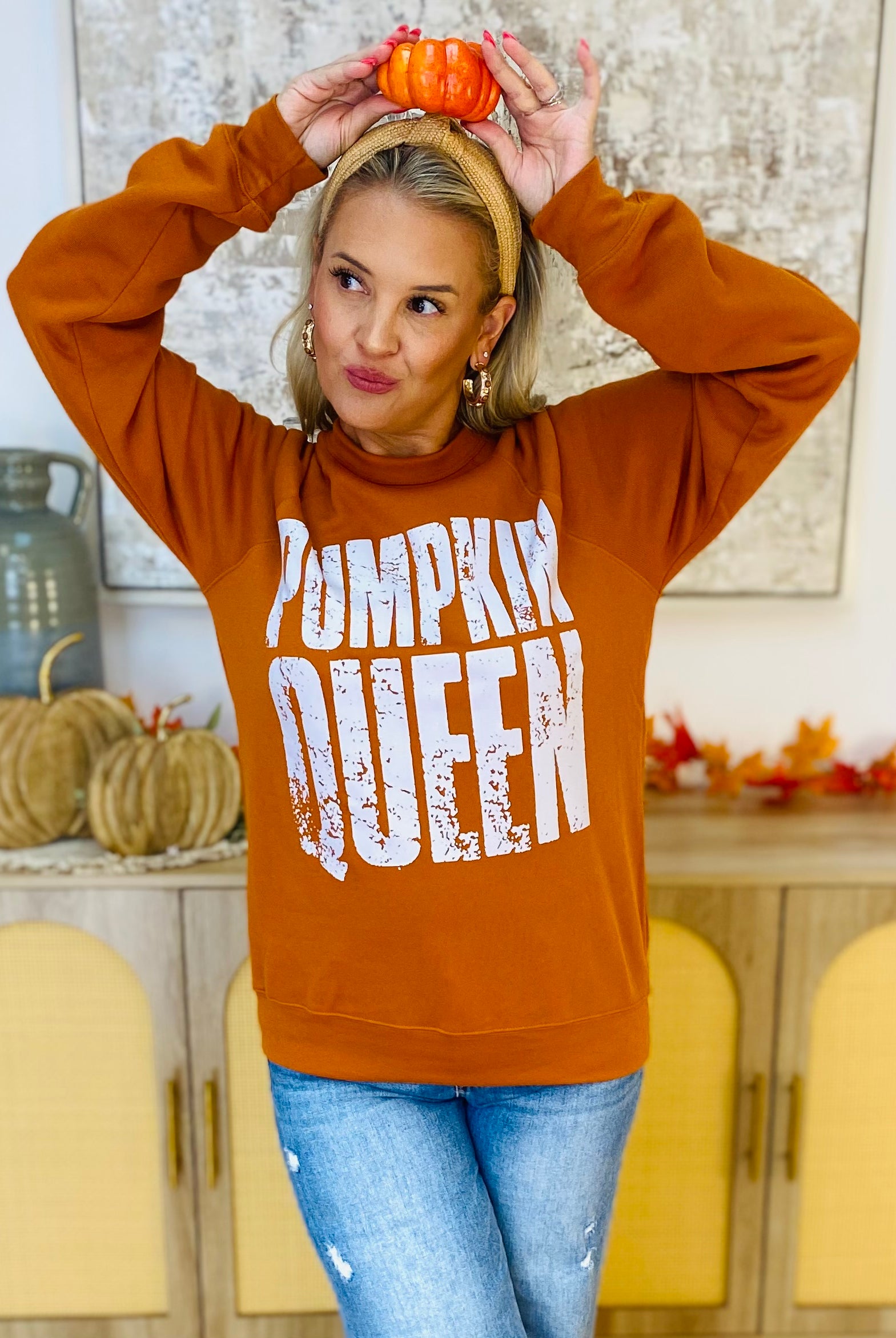 Pumpkin Queen Crewneck-130 Graphics-The Lovely Closet-The Lovely Closet, Women's Fashion Boutique in Alexandria, KY