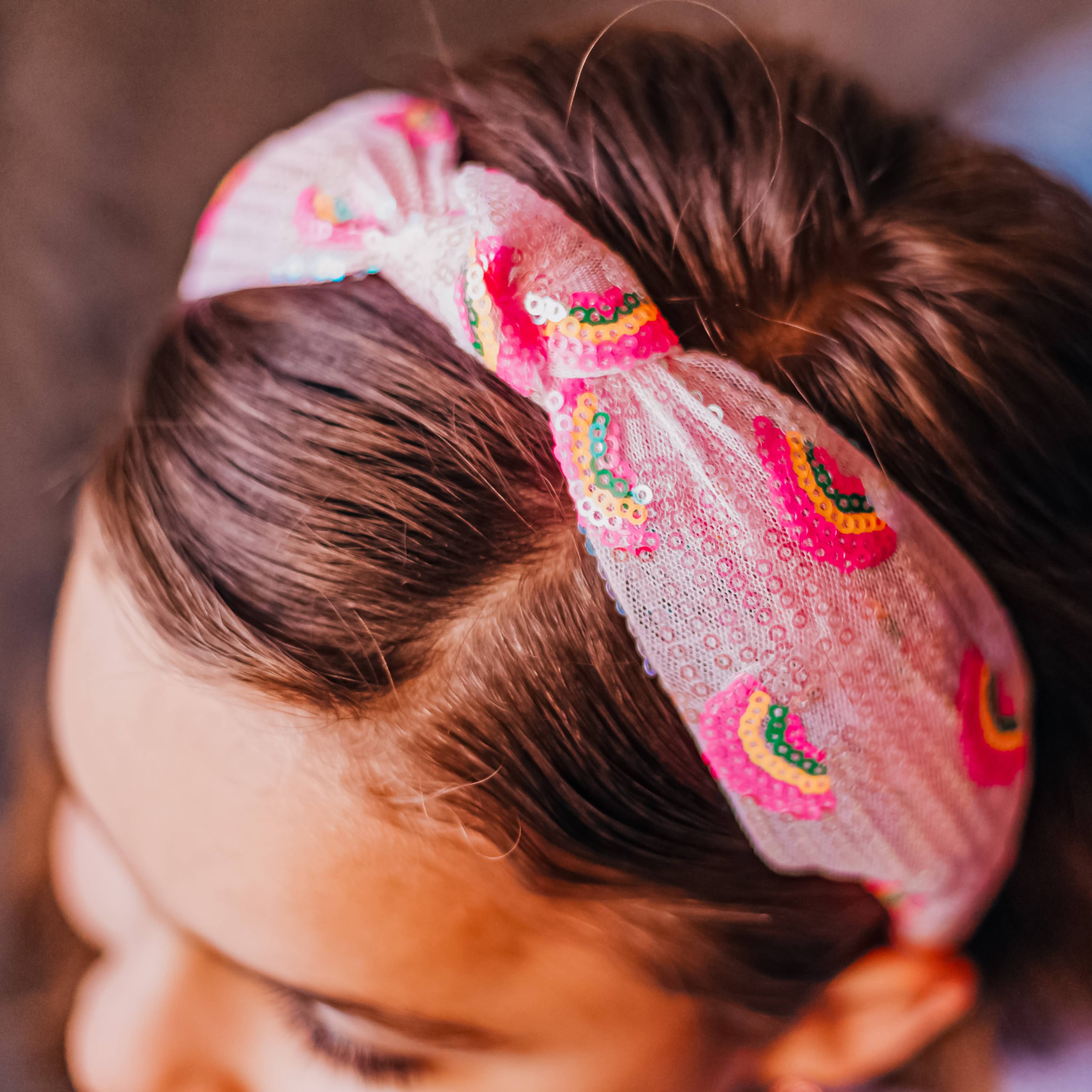 Kids Sequin Knot Headband - Rainbow: Pink-360 Carolines Closet-Frog Sac-The Lovely Closet, Women's Fashion Boutique in Alexandria, KY