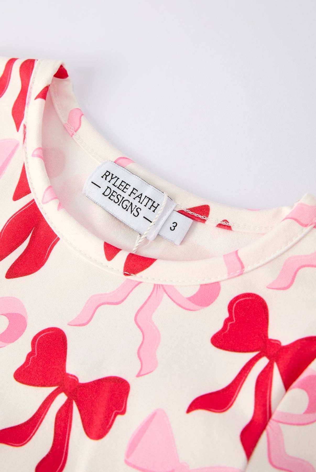 Valentine’s Bow Print Long Sleeve Ruffle Set-360 Carolines Closet-Rylee Faith Designs-The Lovely Closet, Women's Fashion Boutique in Alexandria, KY