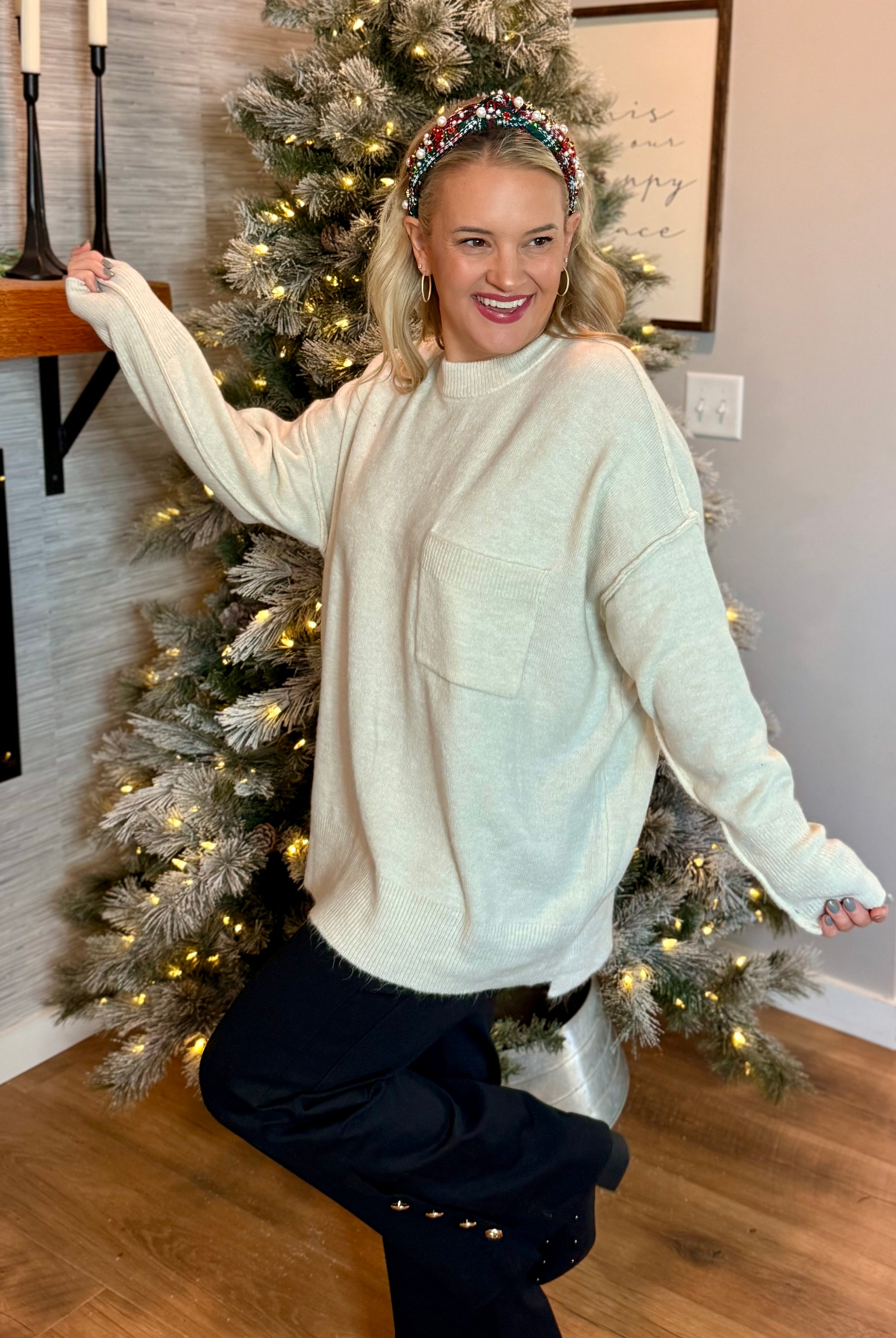 Cozy Chalet Oversized Sweater - Ivory-140 Sweaters-zenana-The Lovely Closet, Women's Fashion Boutique in Alexandria, KY
