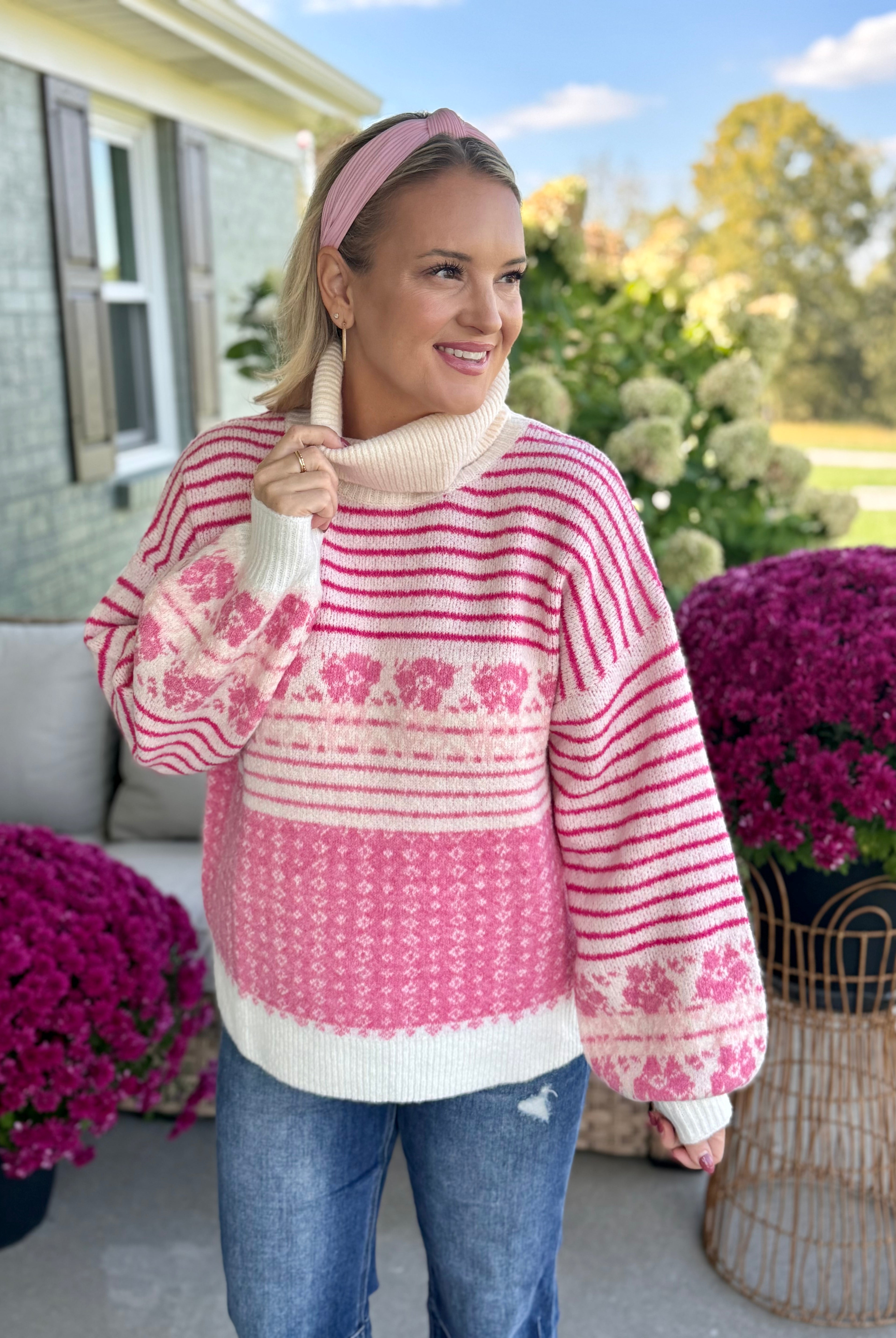 Pretty in Pink Cowl Neck Sweater-140 Sweaters-Donation Pink-The Lovely Closet, Women's Fashion Boutique in Alexandria, KY