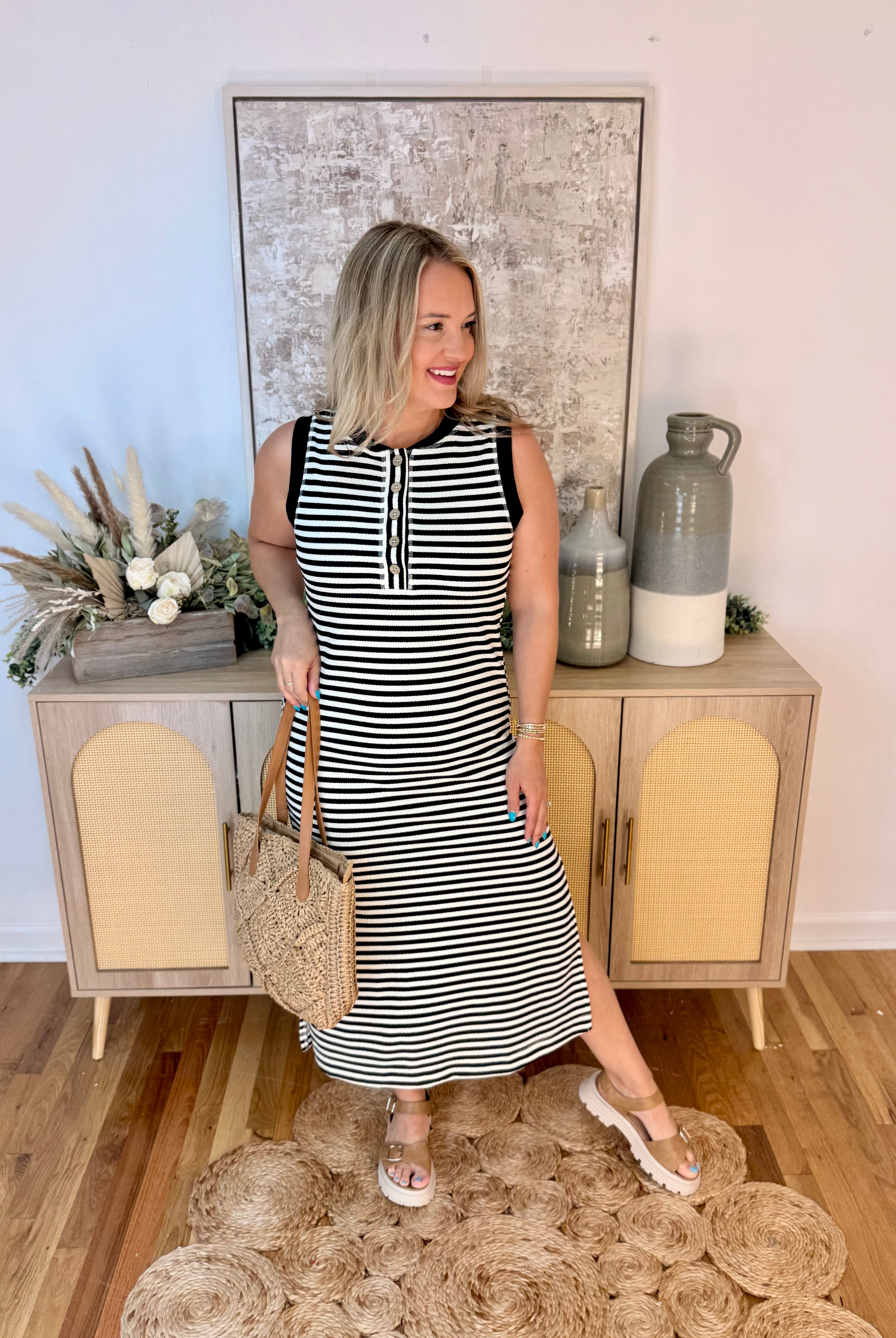 Simply Striped Midi Dress-180 Dresses-Blu Pepper-The Lovely Closet, Women's Fashion Boutique in Alexandria, KY