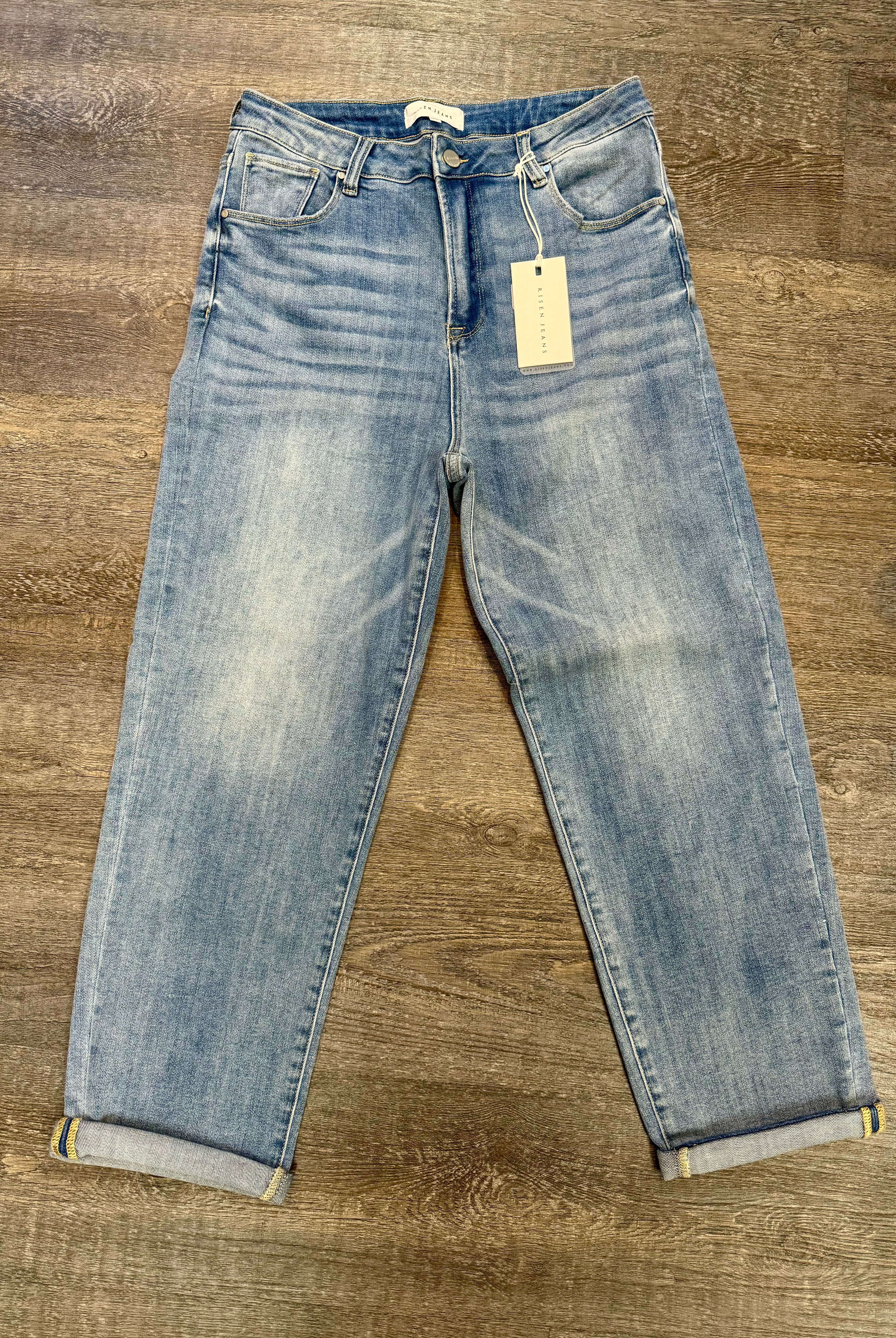 RISEN - Mid Rise Girlfriend Jeans-210 Jeans-Risen-The Lovely Closet, Women's Fashion Boutique in Alexandria, KY