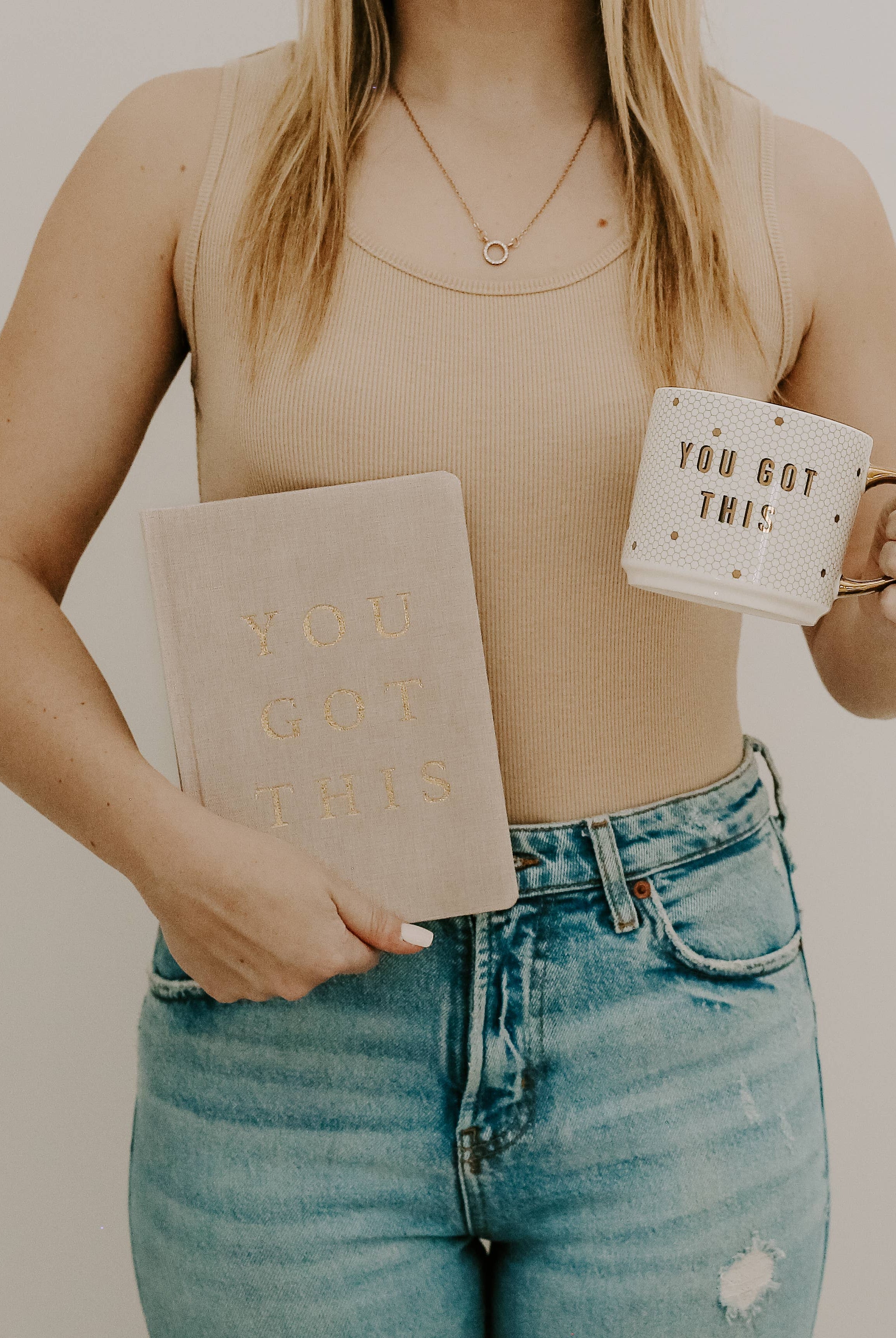 You Got This - Tan and Gold Foil Fabric Journal-310 Gift-Sweet Water Decor-The Lovely Closet, Women's Fashion Boutique in Alexandria, KY