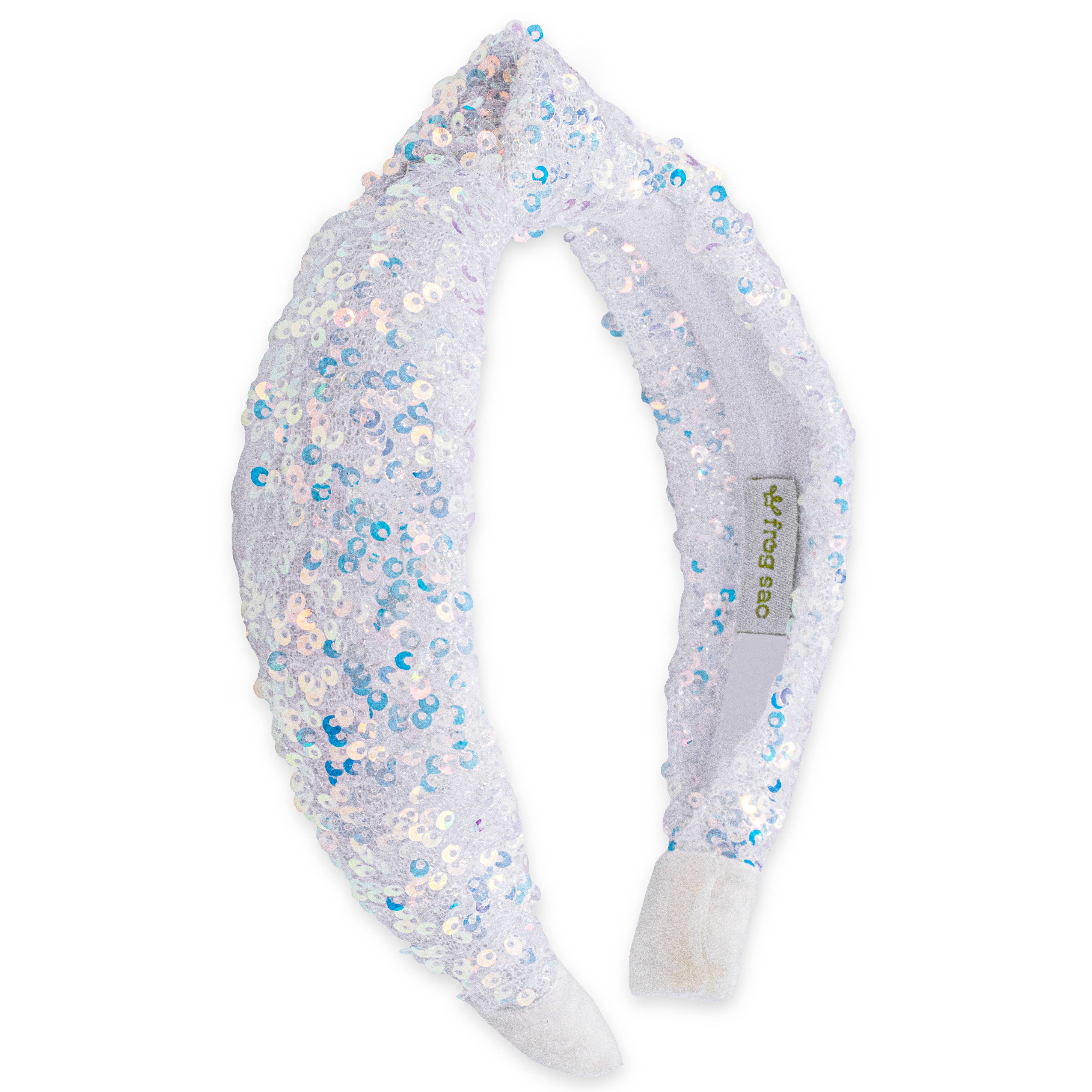 Sequin Knotted Grils Hair Band - White-360 Carolines Closet-Frog Sac-The Lovely Closet, Women's Fashion Boutique in Alexandria, KY