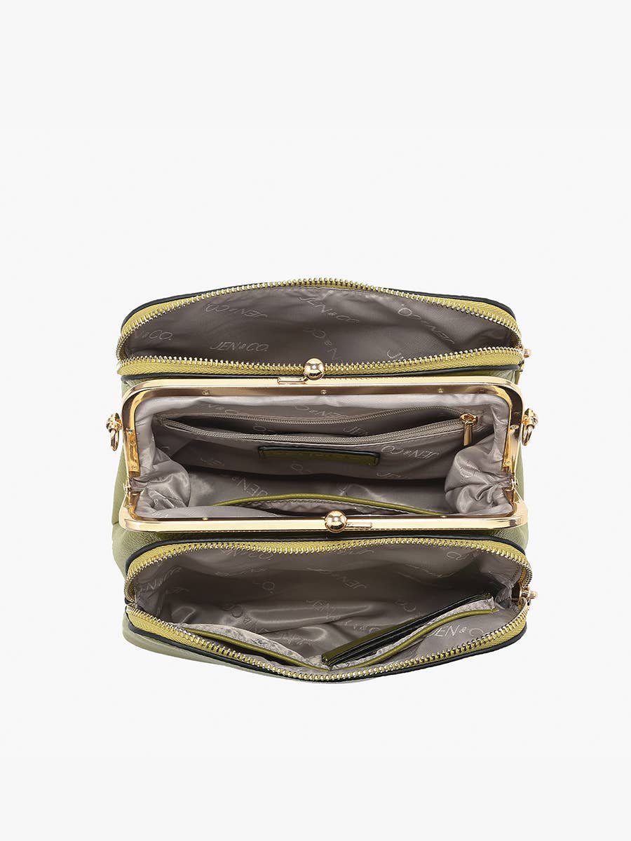 Kiva Kiss Lock Crossbody w/ Chain Strap: Black-290 Bag/Handbags-Jen & Co.-The Lovely Closet, Women's Fashion Boutique in Alexandria, KY