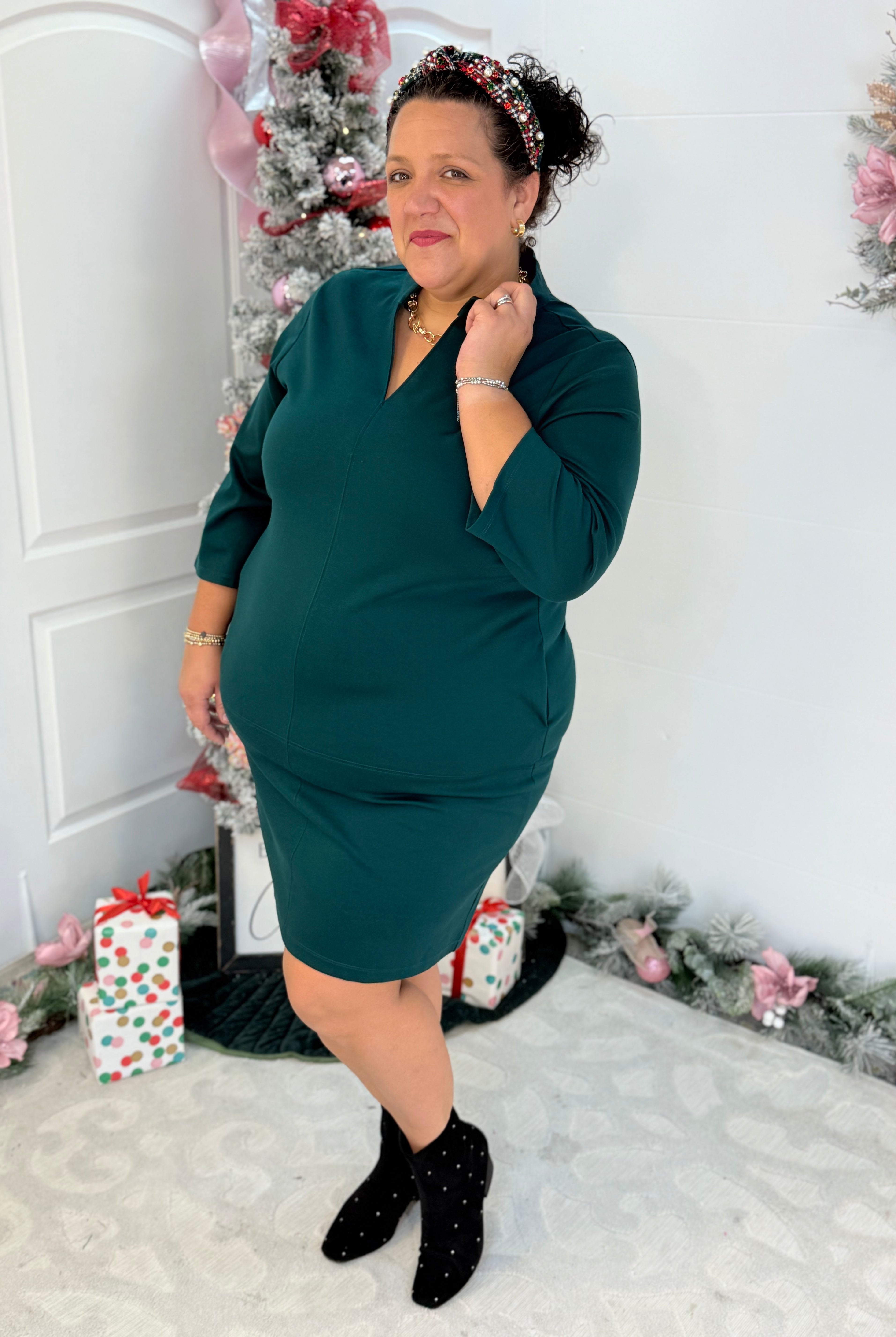 Magic A-Line Dress - Hunter Green-180 Dresses-Dear Scarlett-The Lovely Closet, Women's Fashion Boutique in Alexandria, KY