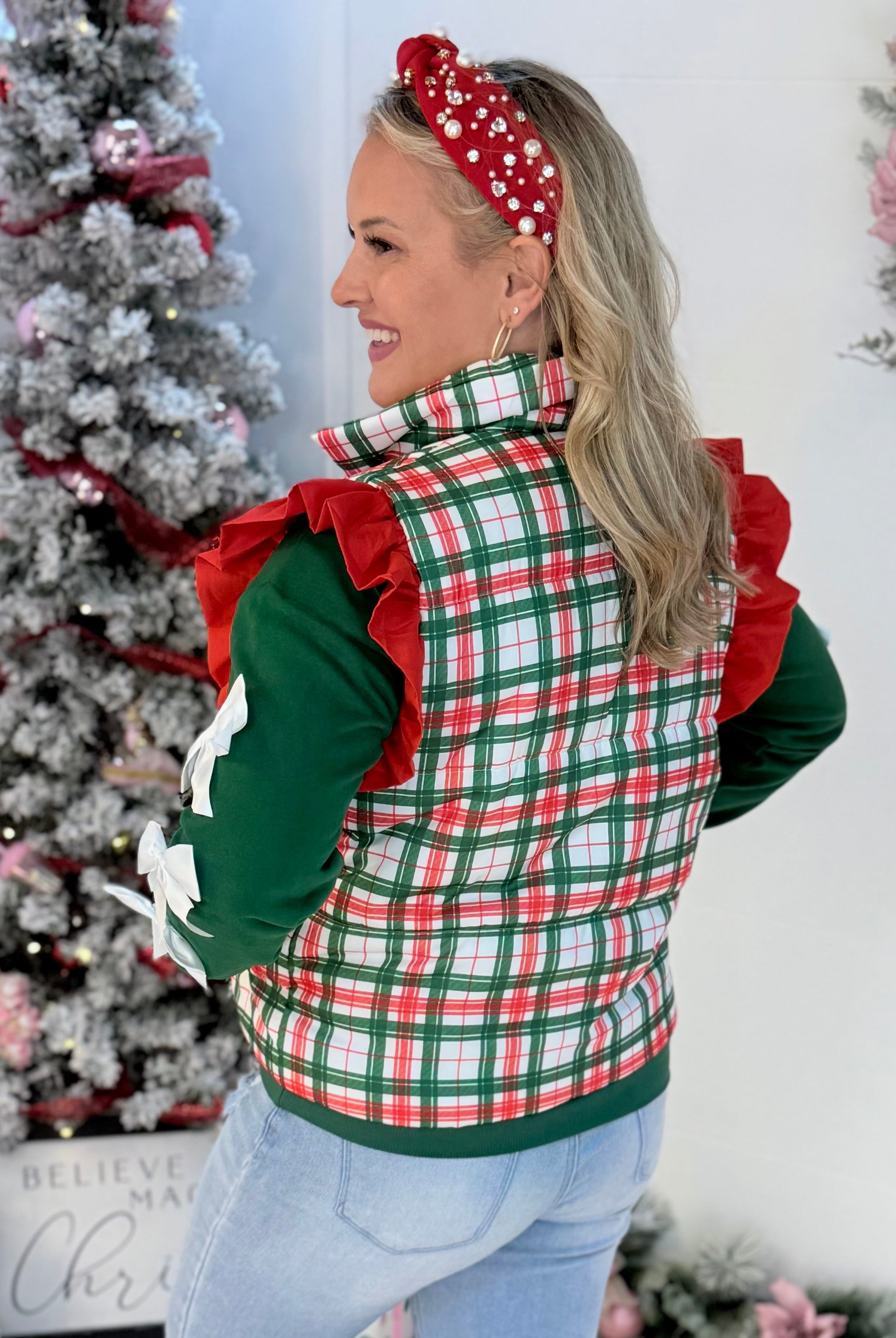 Jess Lea Classic Christmas Plaid Vest-170 Jackets/Outerwear-Jess Lea-The Lovely Closet, Women's Fashion Boutique in Alexandria, KY