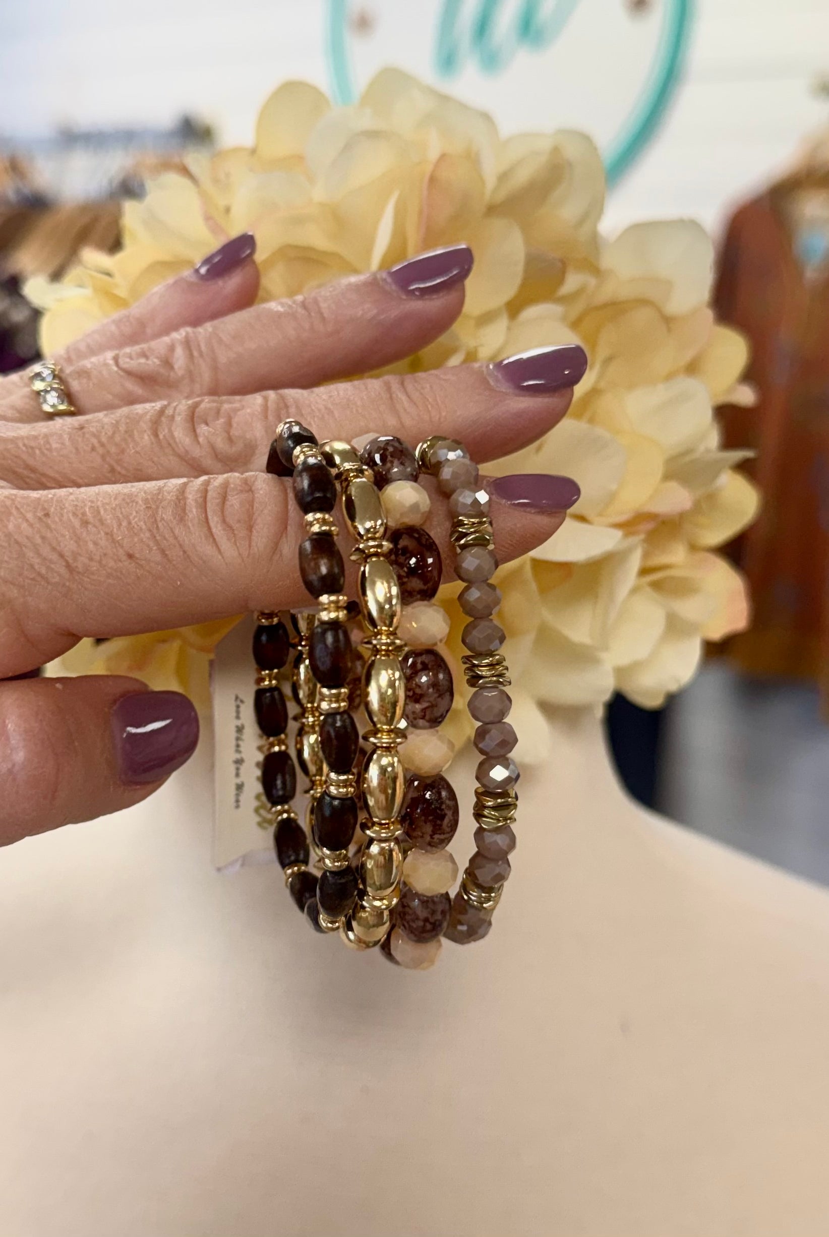 Hazelnut Bonbon Candy Bead Bracelet-280 Accessories-Golden Stella-The Lovely Closet, Women's Fashion Boutique in Alexandria, KY