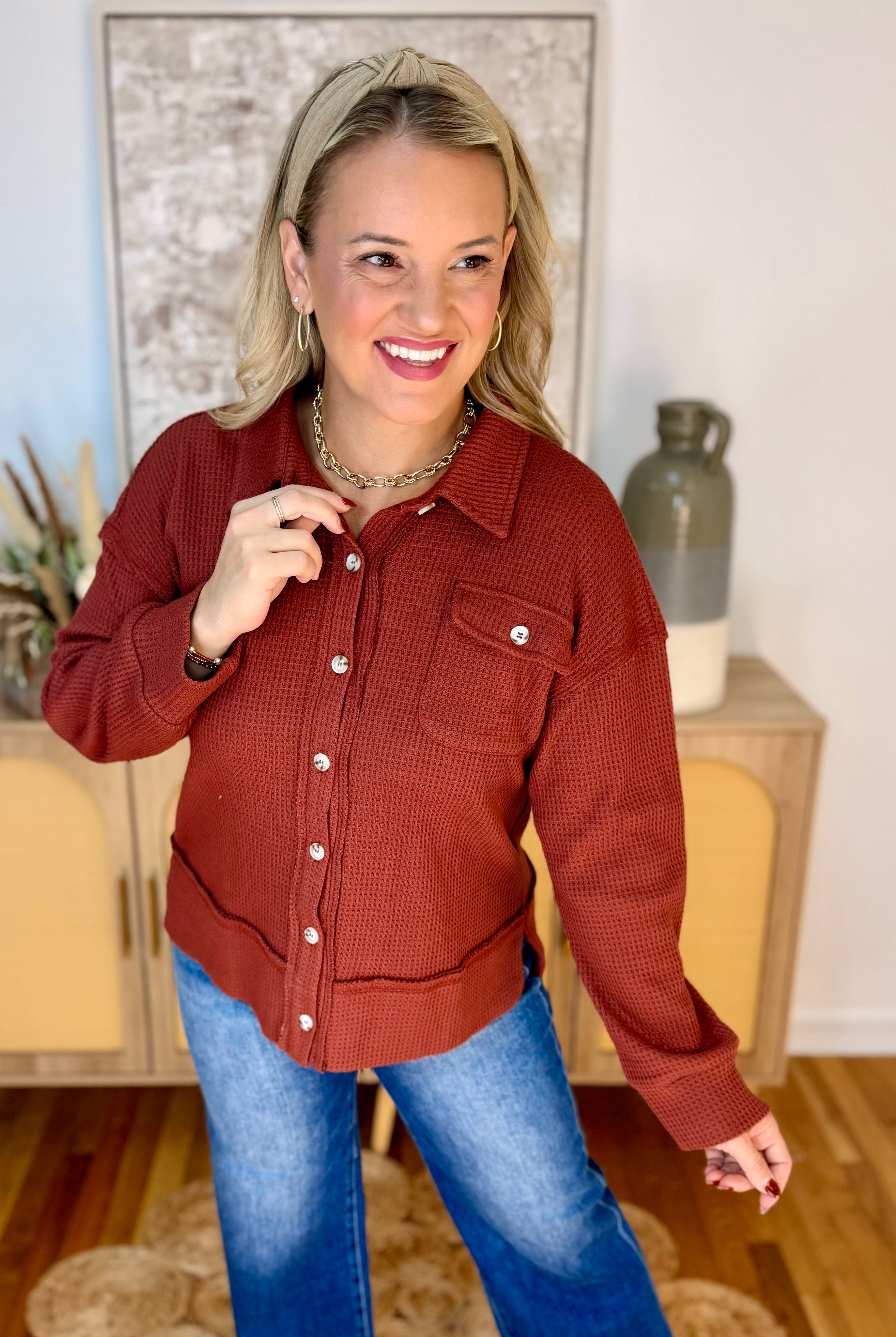Fireside Charm Shacket-170 Jackets/Outerwear-Staccato-The Lovely Closet, Women's Fashion Boutique in Alexandria, KY