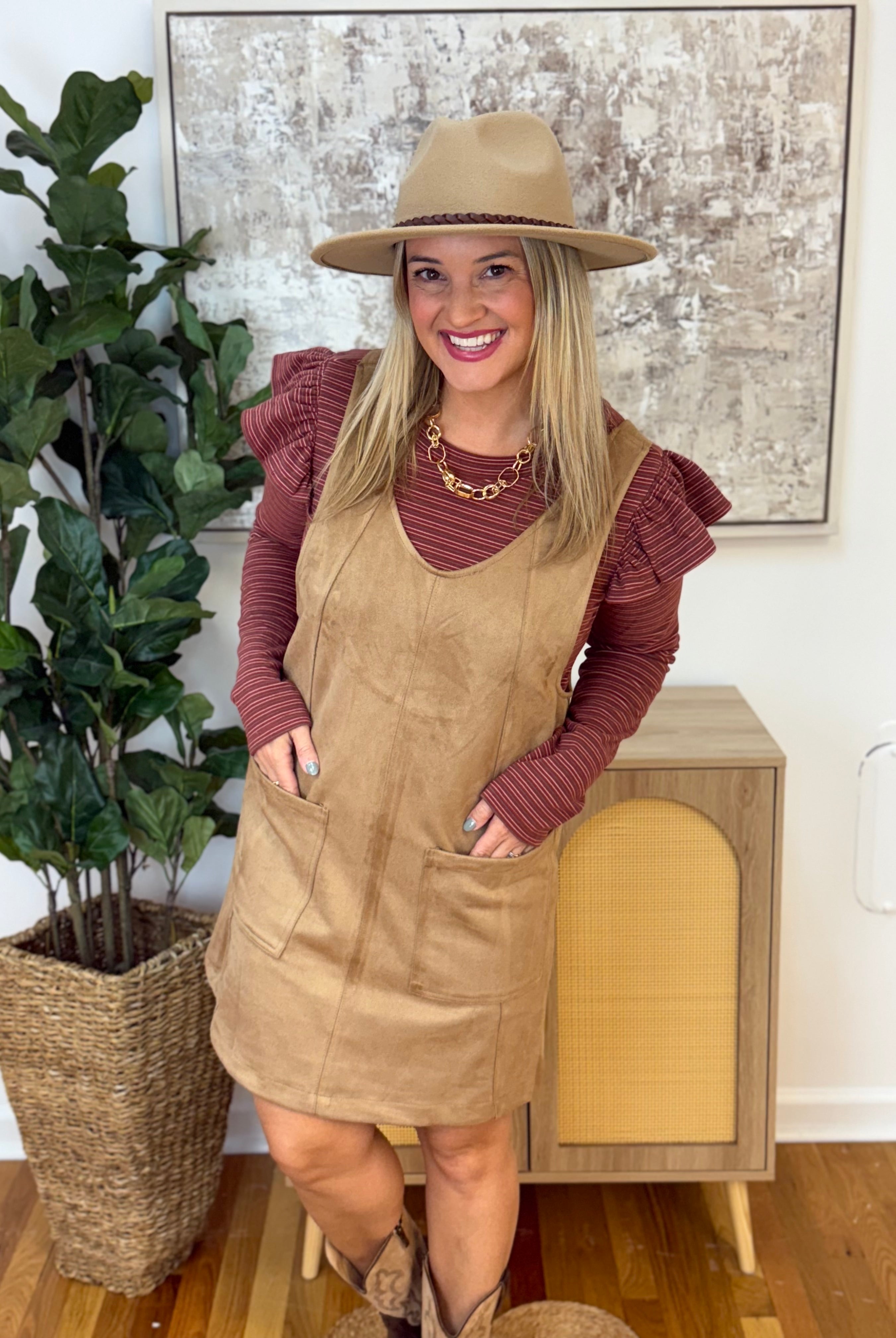 Faux Suede Jumper-180 Dresses-The Lovely Closet-The Lovely Closet, Women's Fashion Boutique in Alexandria, KY