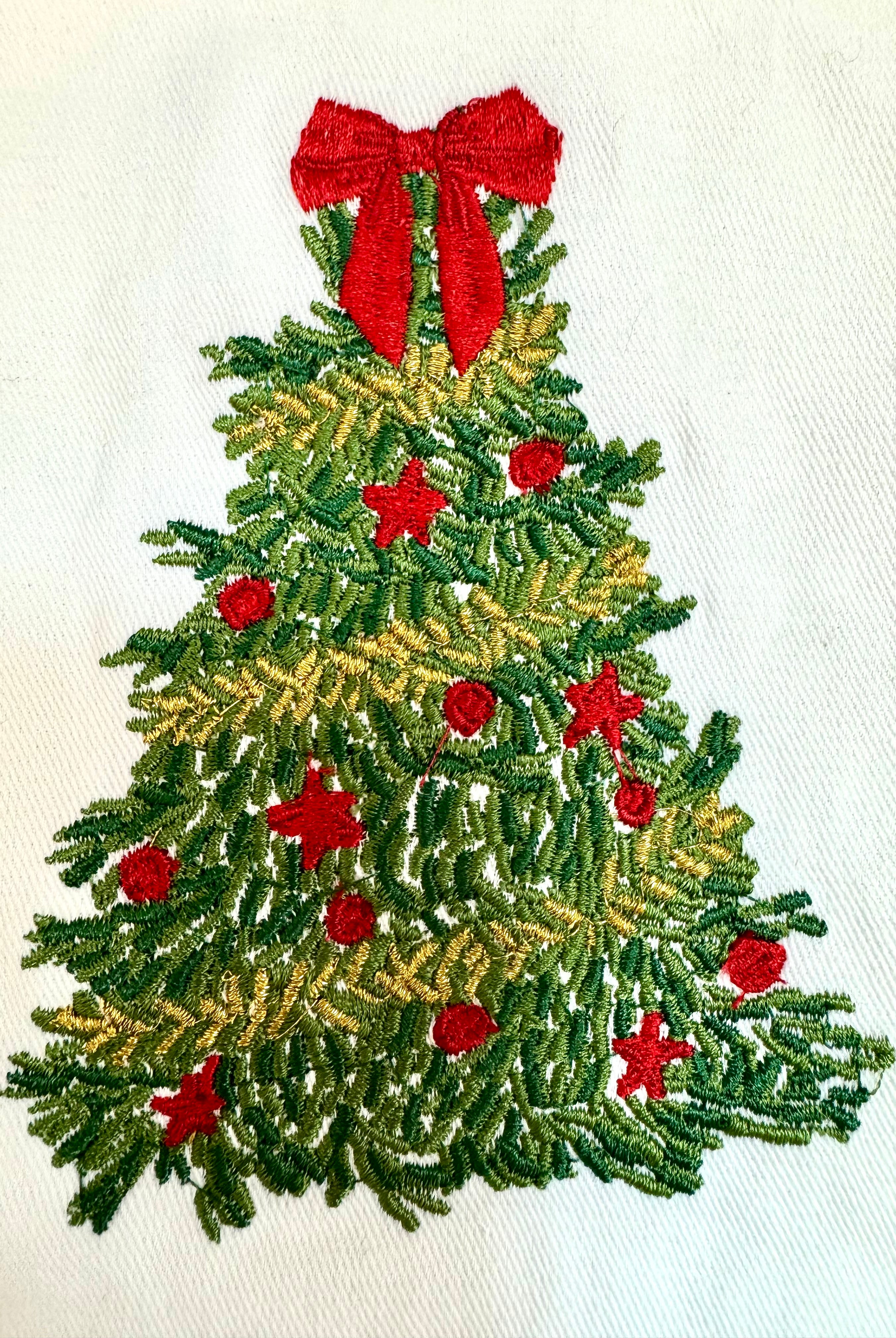 Tea Towel - Traditional Tree Embroidered-350 Holiday-Mary Square-The Lovely Closet, Women's Fashion Boutique in Alexandria, KY