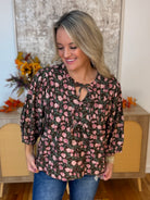 Autumn Bloom Blouse-100 Short Sleeve Tops-Umgee-The Lovely Closet, Women's Fashion Boutique in Alexandria, KY